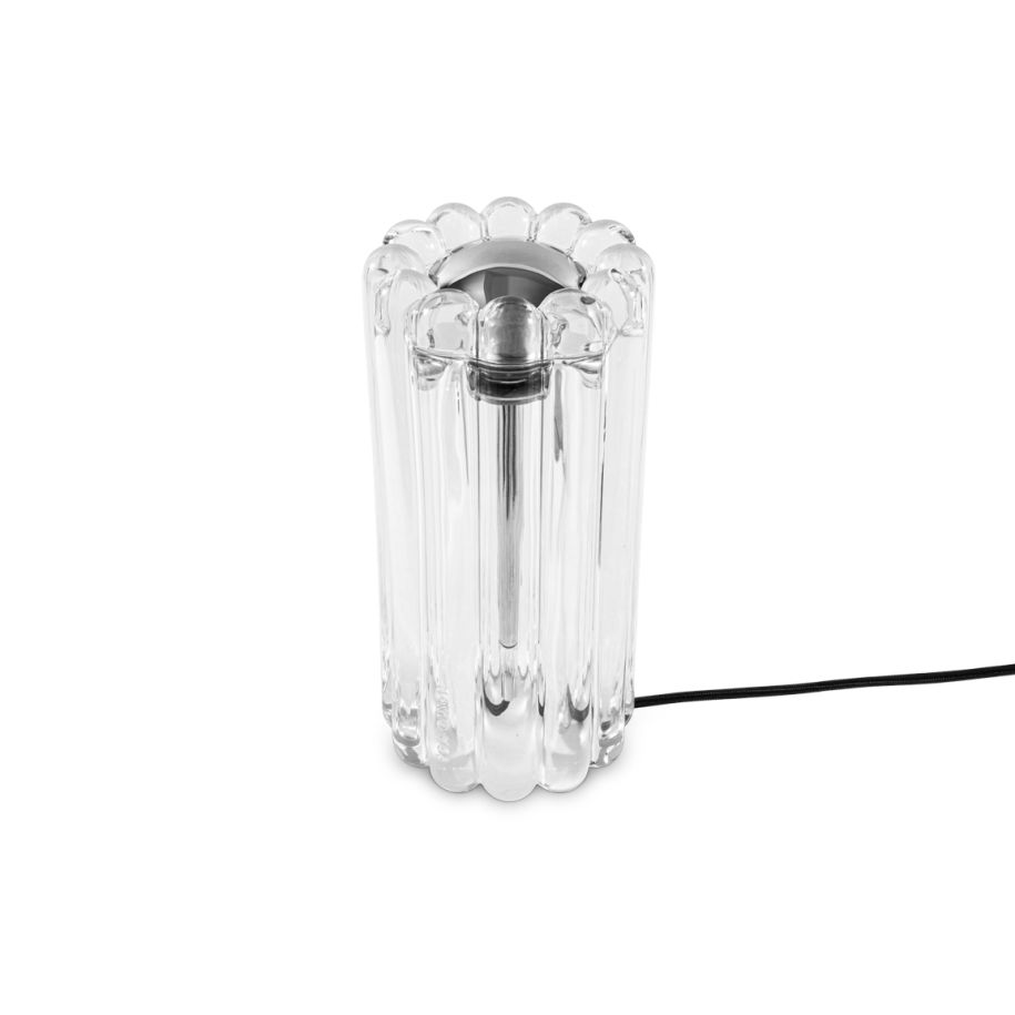 Press glass table lamp