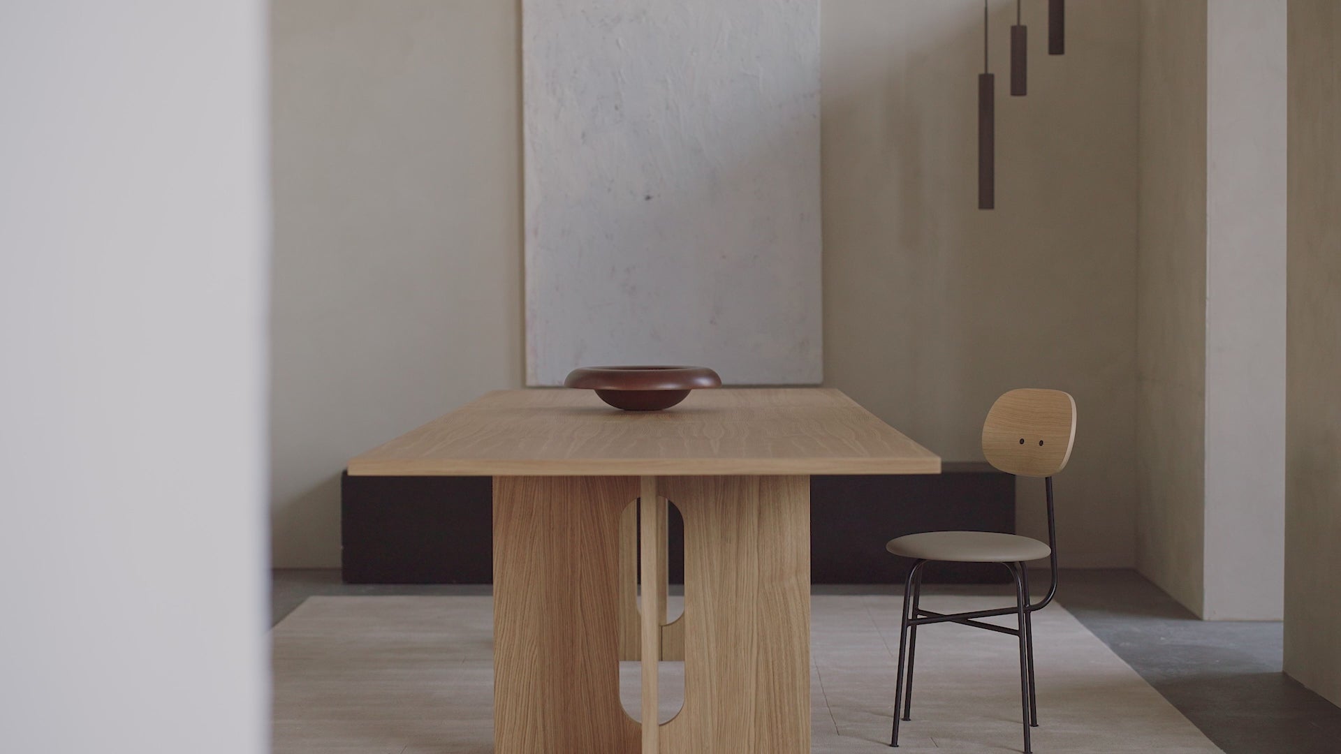 AFTEROOM chair with oak veneer and upholstered green seat