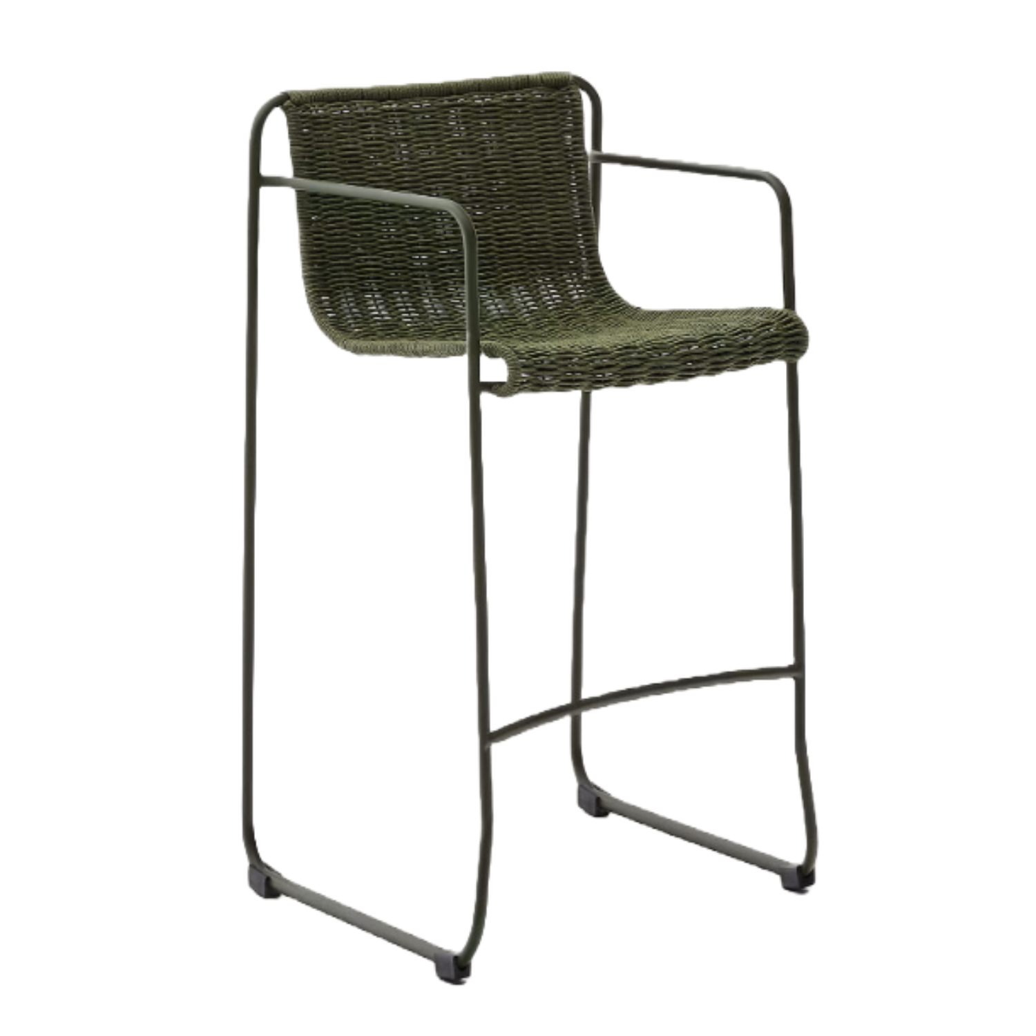 External Hocker Maurina Zielony with a green steel base