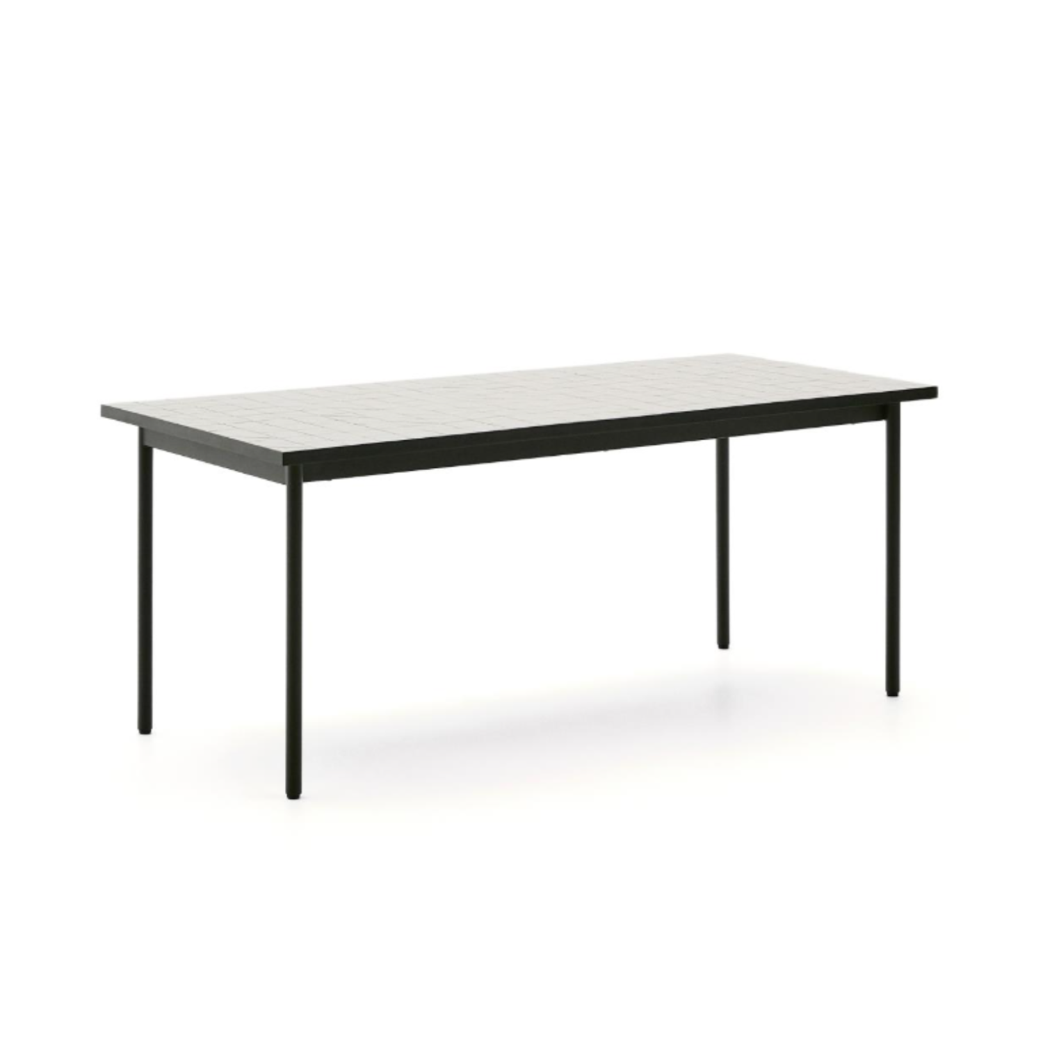 Maurin écru outer table with a green steel base