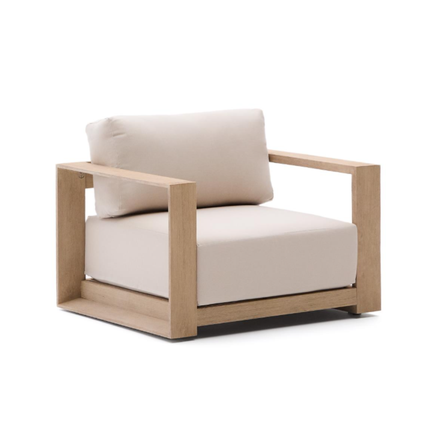 Ambra external armchair acacia wood with a creamy seat