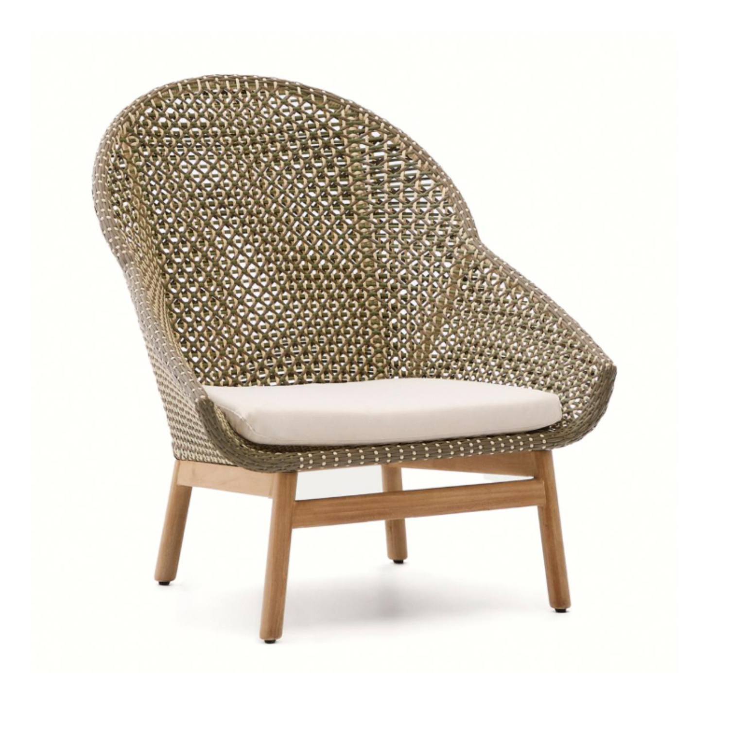 Outdoor armchair High alder wood wood with rattan seat