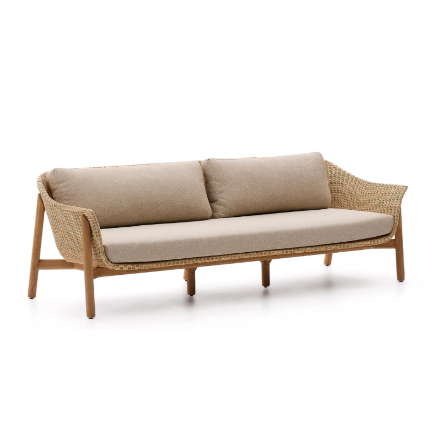 Außensofa 3-Personen Galea Wood und Rattan Wood