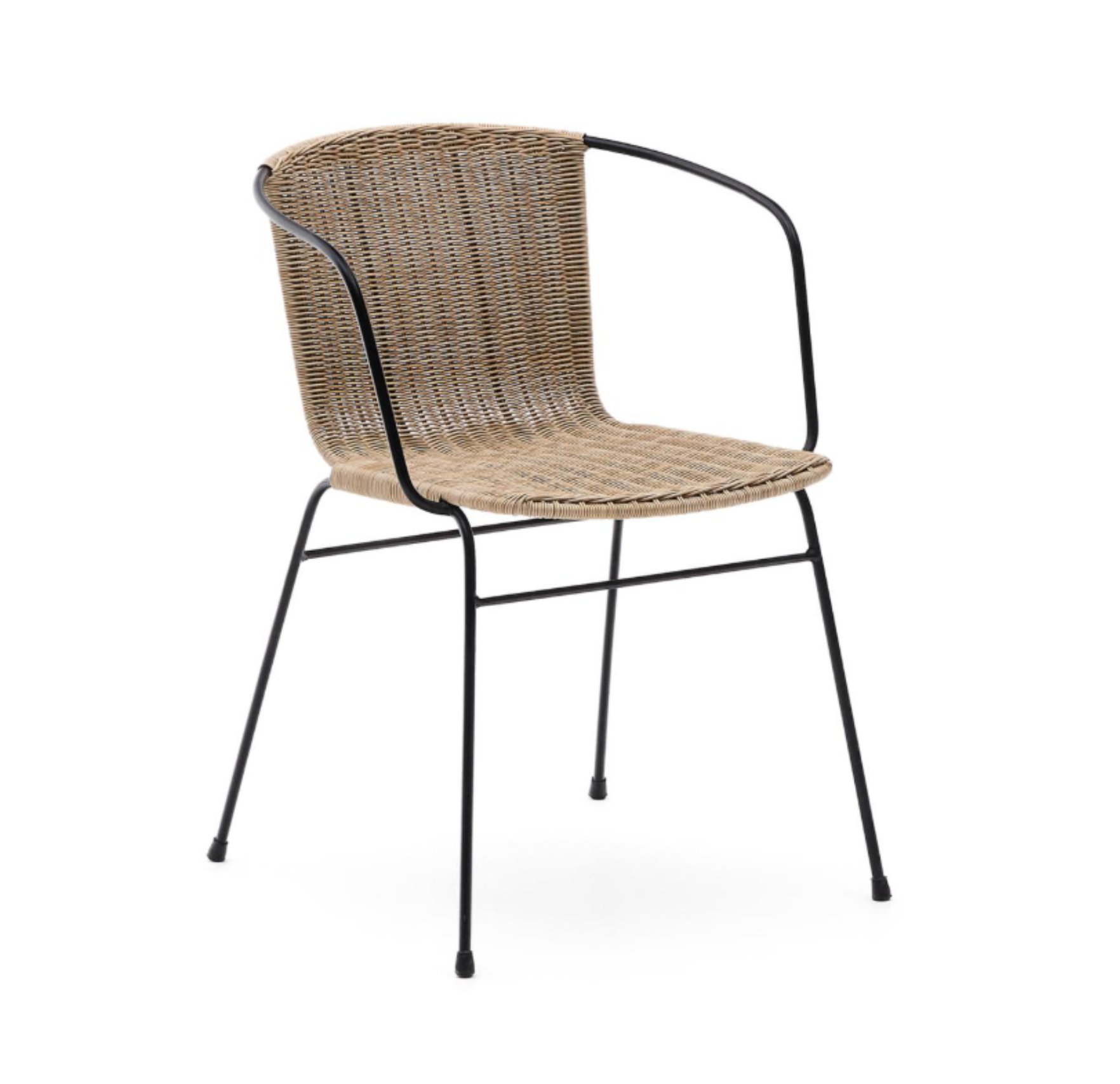 Eltiera Synthetic Rattan outer chair with steel armrests and base