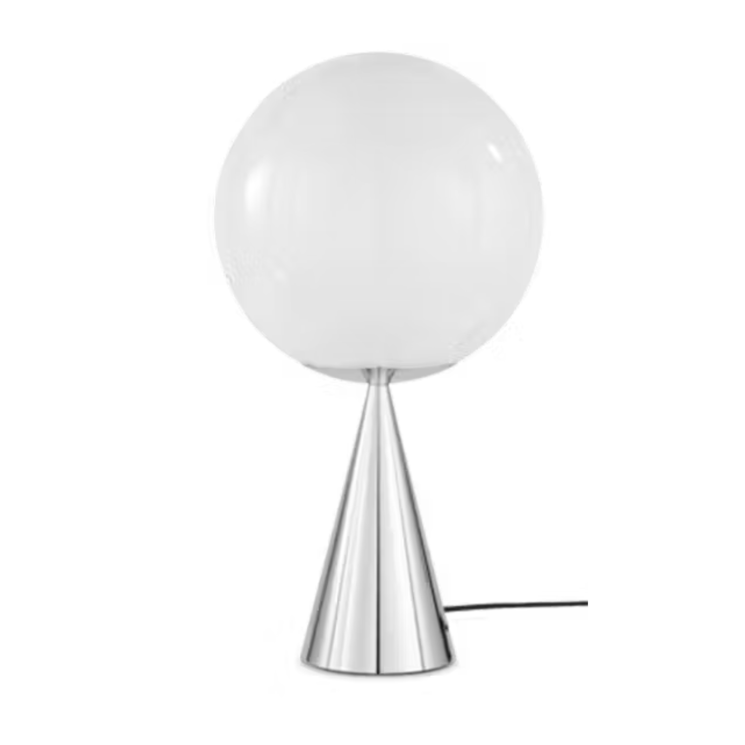 Globe Fat Silver Table Lamp with a silver base