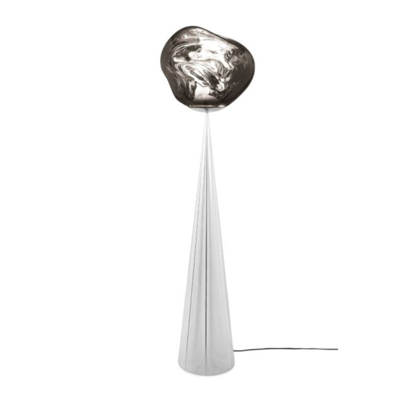 Melt Silver floor lamp with a silver base