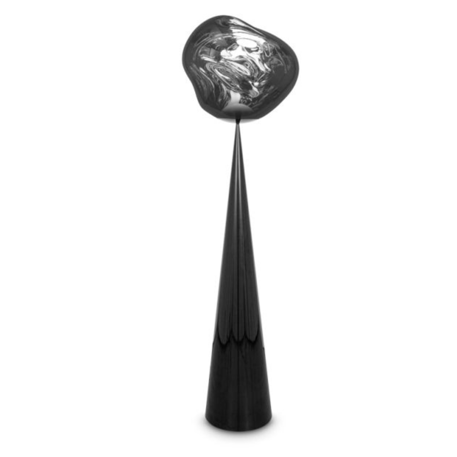 Melt Silver floor lamp with a black base