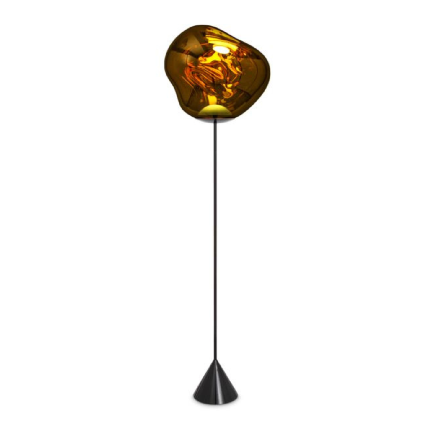 Schlanke goldene Stehlampe schmelzen