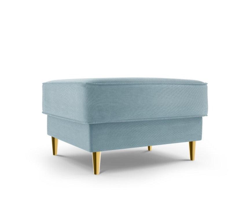 Puf sztruksowy FANO jasnoniebieski ze złotą podstawą Cosmopolitan Design    Eye on Design
