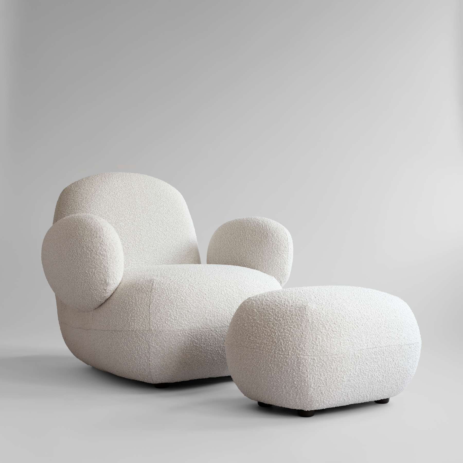TOE Fußhocker weißer Bouclé 