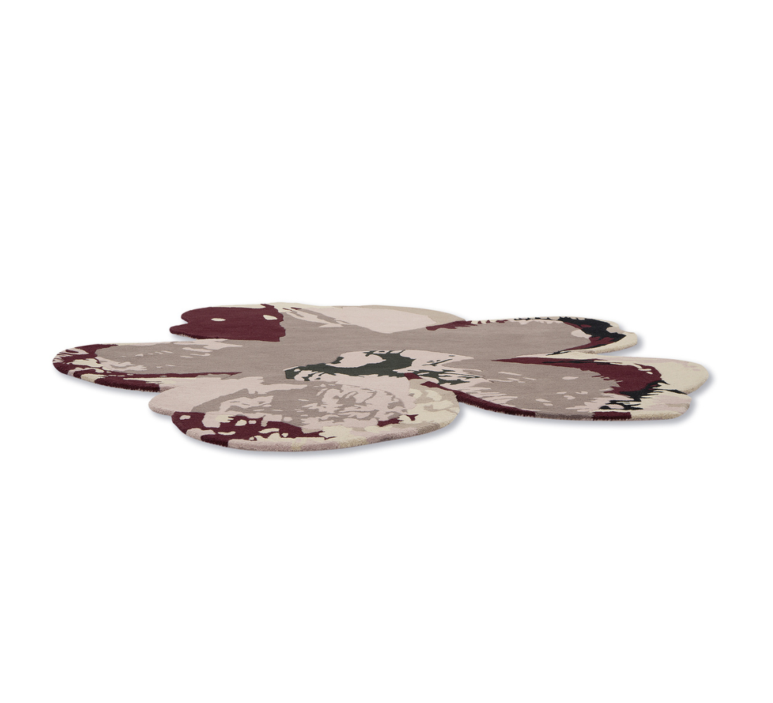 Shaped Magnolien-Teppich Burgunder-Beige