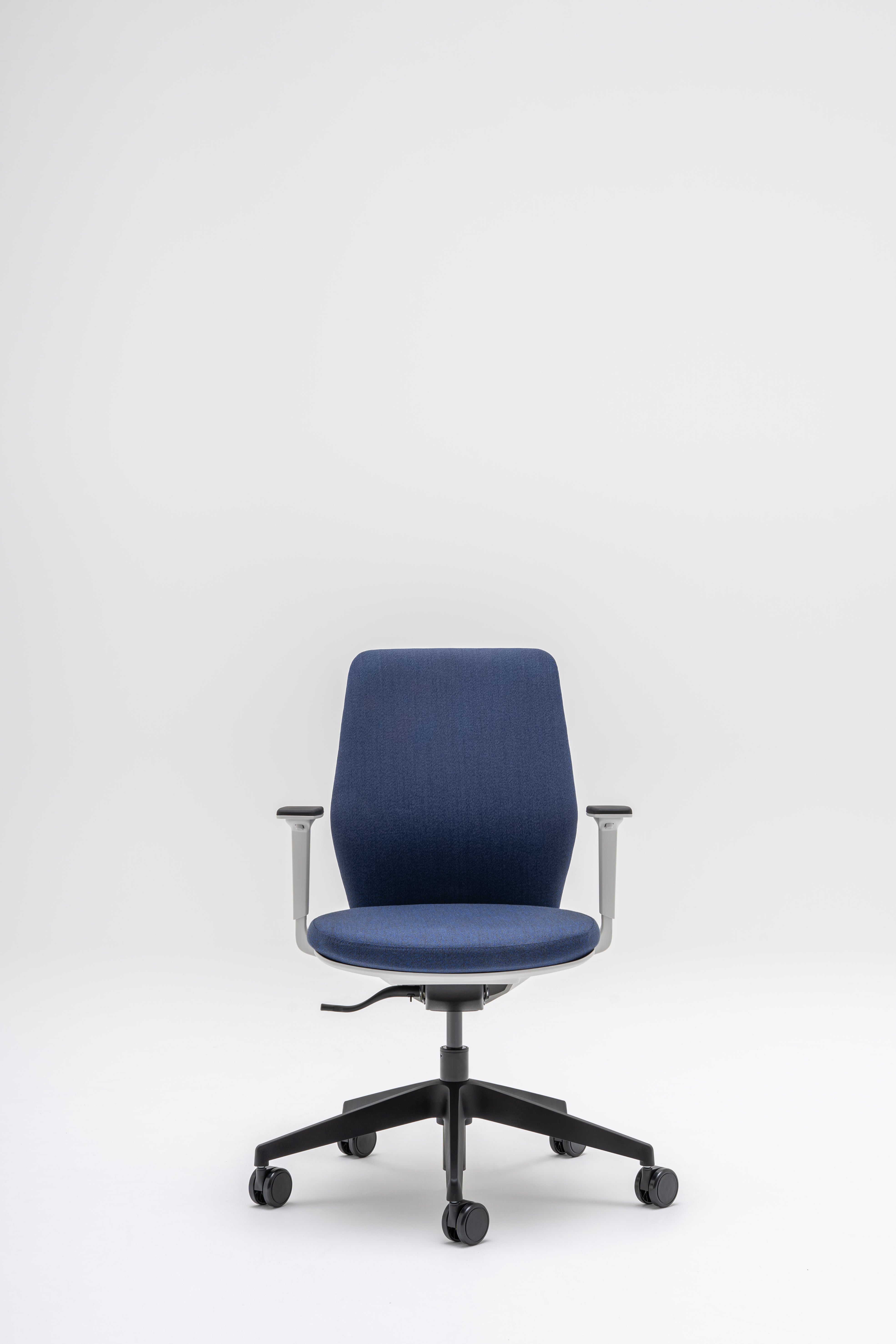 Armchair with upholstered EVO backrest adjustable base with wheels for hard surface