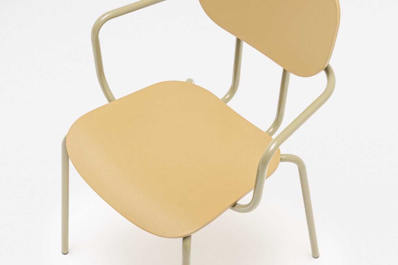 Krzesło z zagłówkiem NEW SCHOOL podstawa czworonożna oliwkowy [Milena] MDD    Eye on Design