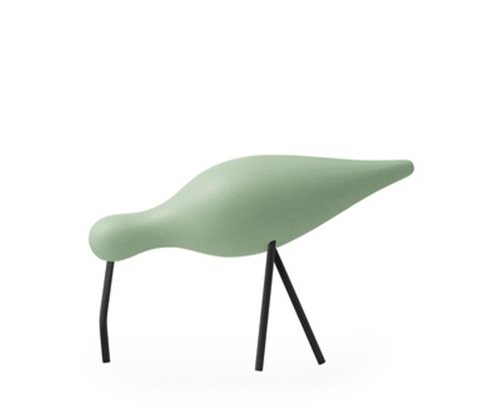 Shorebird light -green wooden figurine with black legs