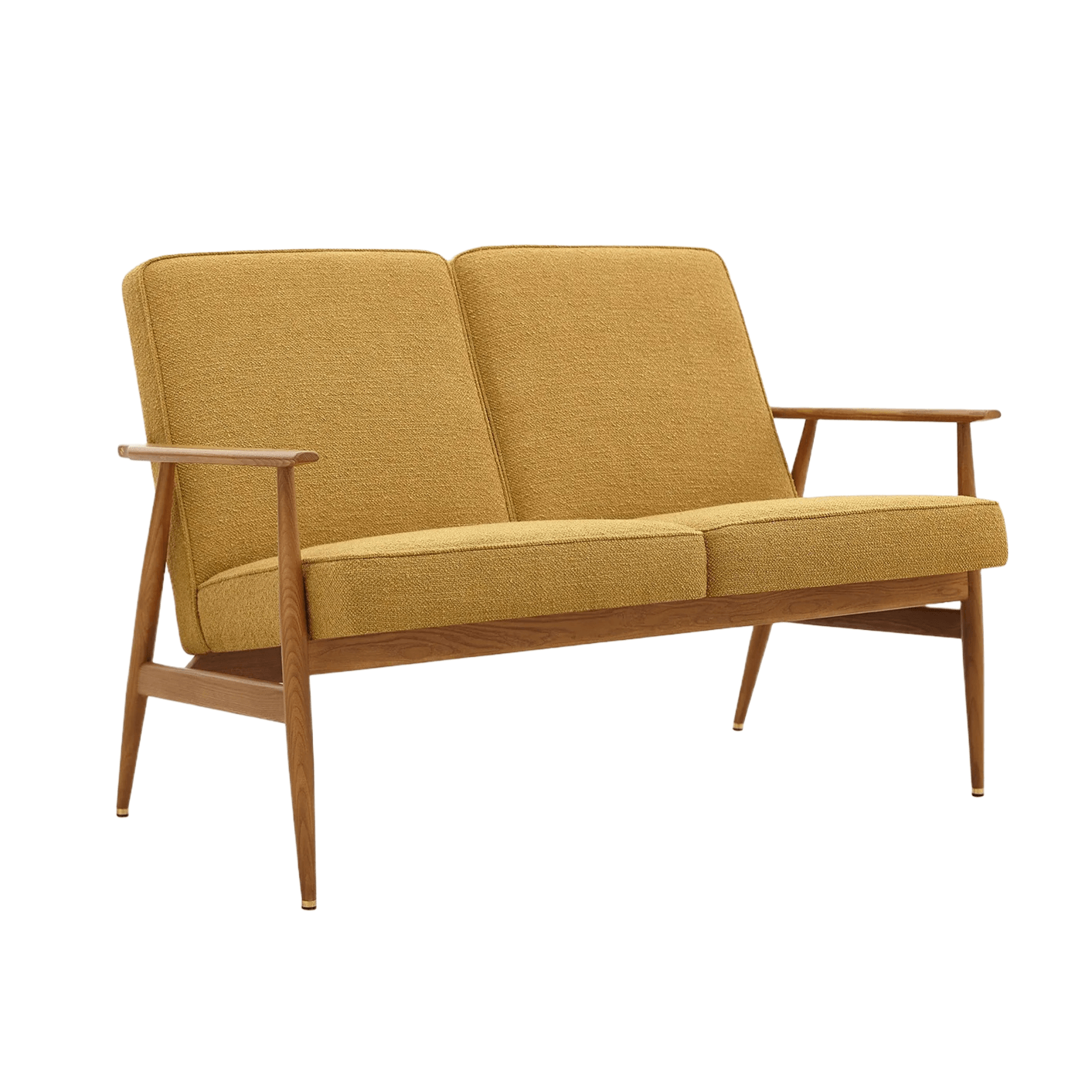 Sofa 2-osobowa dzielona FOX żółty w tkaninie Boucle Mustard 366 concept    Eye on Design