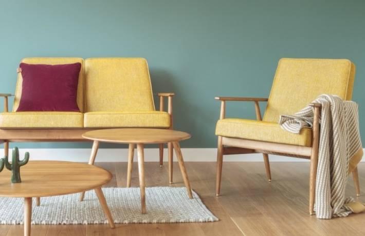 Sofa 2-osobowa dzielona FOX żółty w tkaninie Shine Velvet Mustard 366 concept    Eye on Design