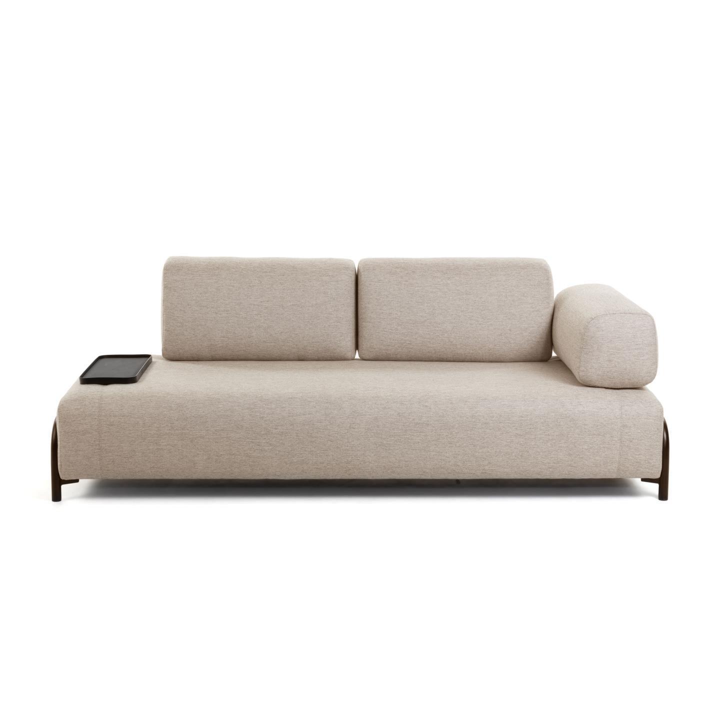 Sofa 3-osobowa modułowa z małą tacką COMPO beżowy La Forma    Eye on Design