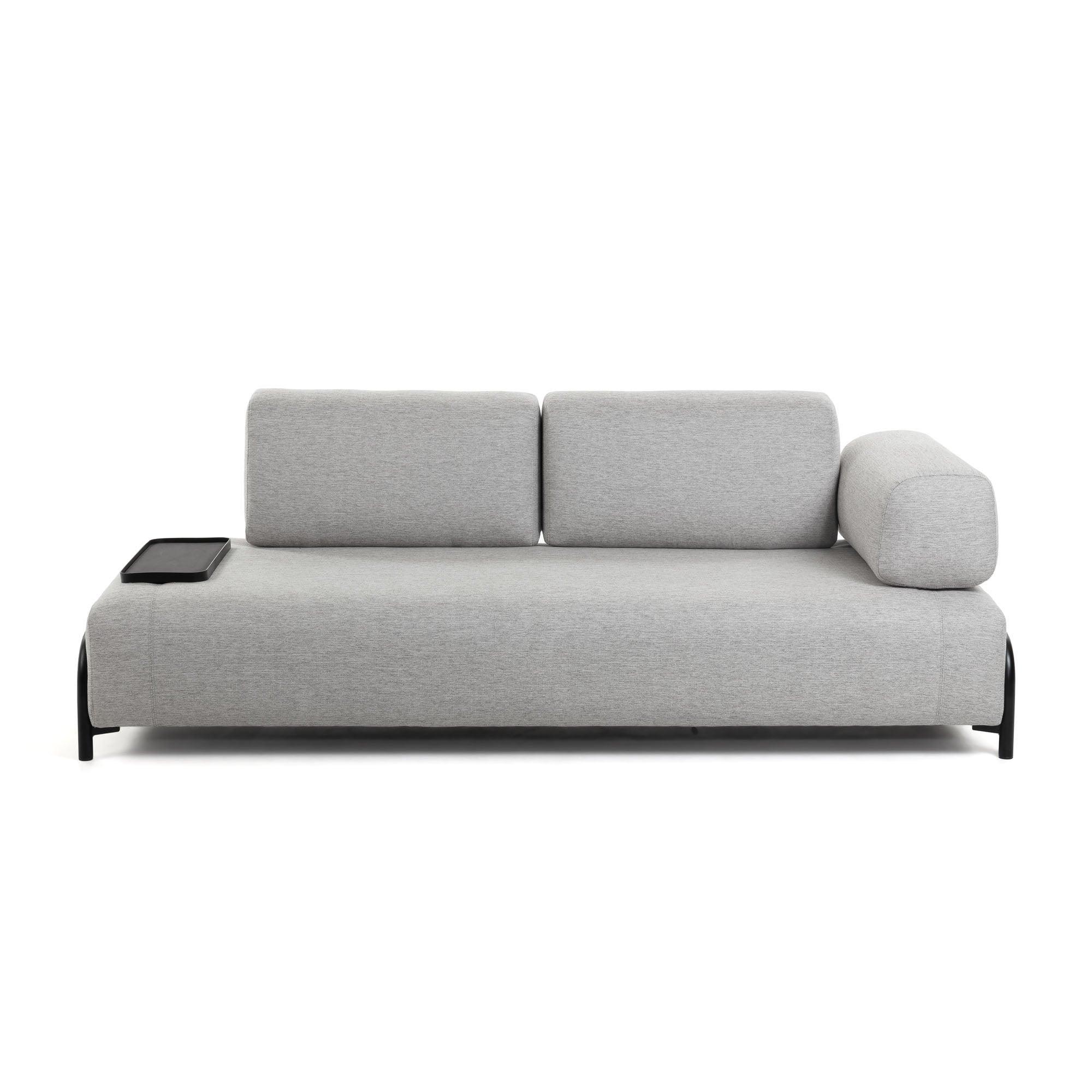 Sofa 3-osobowa modułowa z małą tacką COMPO jasnoszary La Forma    Eye on Design