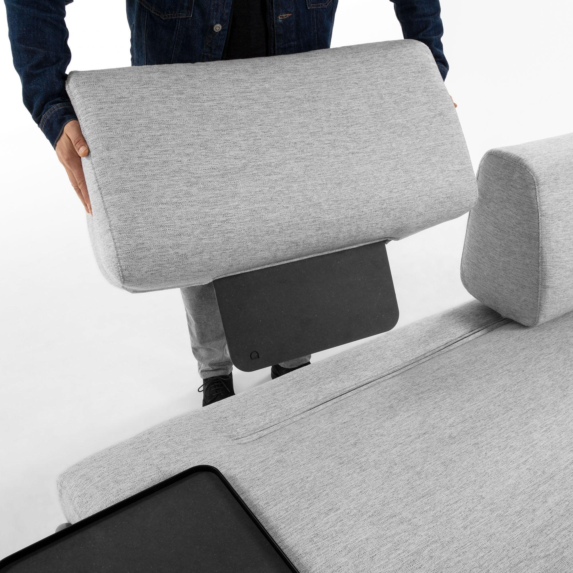 Sofa 3-osobowa modułowa z małą tacką COMPO jasnoszary La Forma    Eye on Design