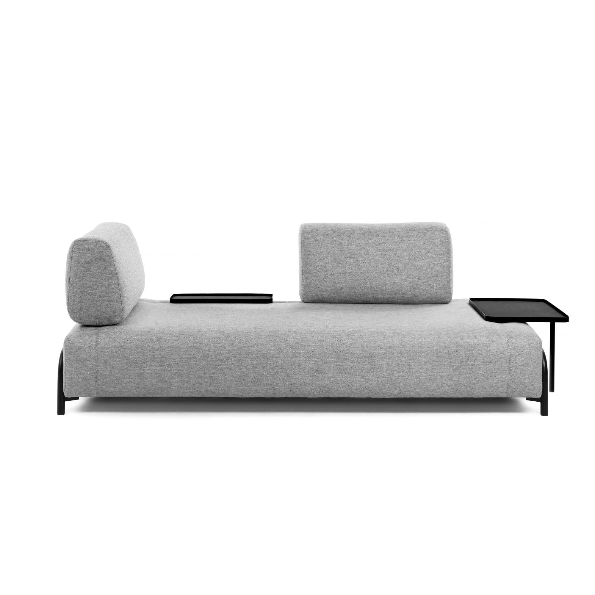 Sofa 3-osobowa modułowa z małą tacką COMPO jasnoszary La Forma    Eye on Design