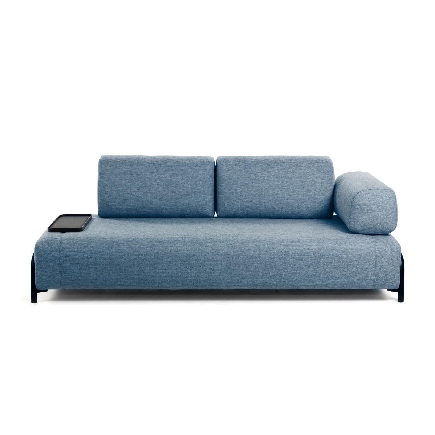 Sofa 3-osobowa modułowa z małą tacką COMPO niebieski La Forma    Eye on Design