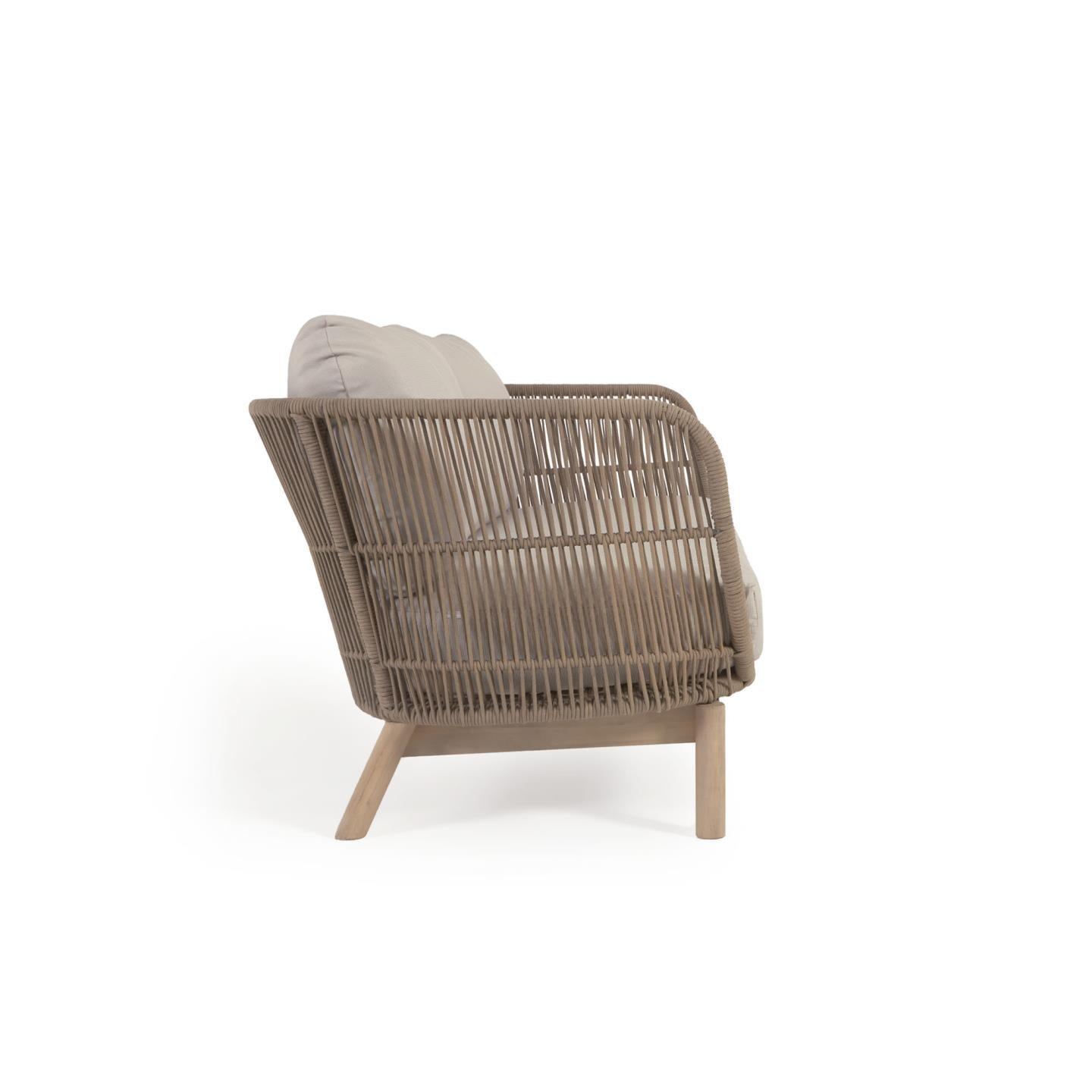 Sofa 3-osobowa zewnętrzna CATALINA beżowy z wykończeniem z litego drewna La Forma    Eye on Design