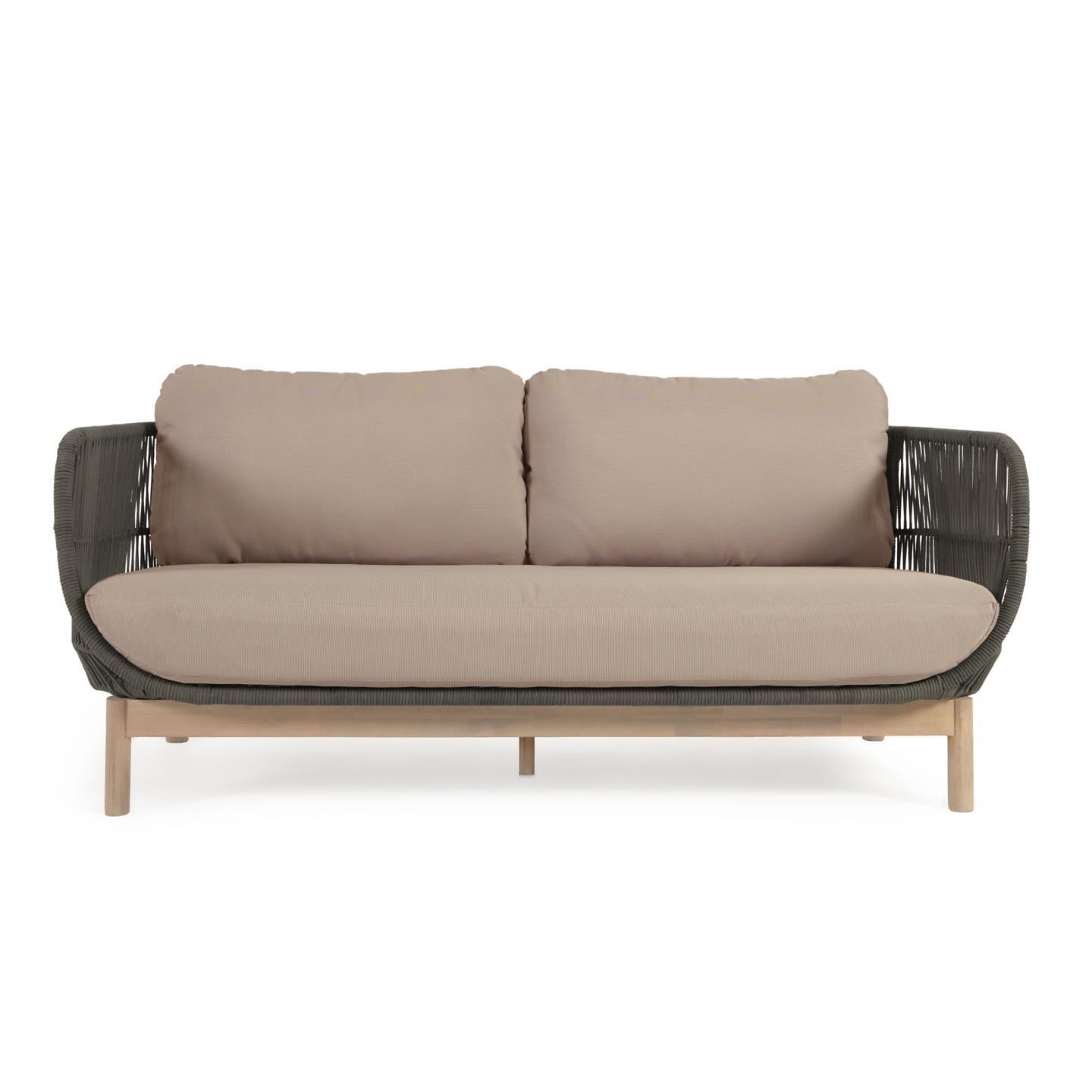 Sofa 3-osobowa zewnętrzna CATALINA zielony z wykończeniem z litego drewna La Forma    Eye on Design