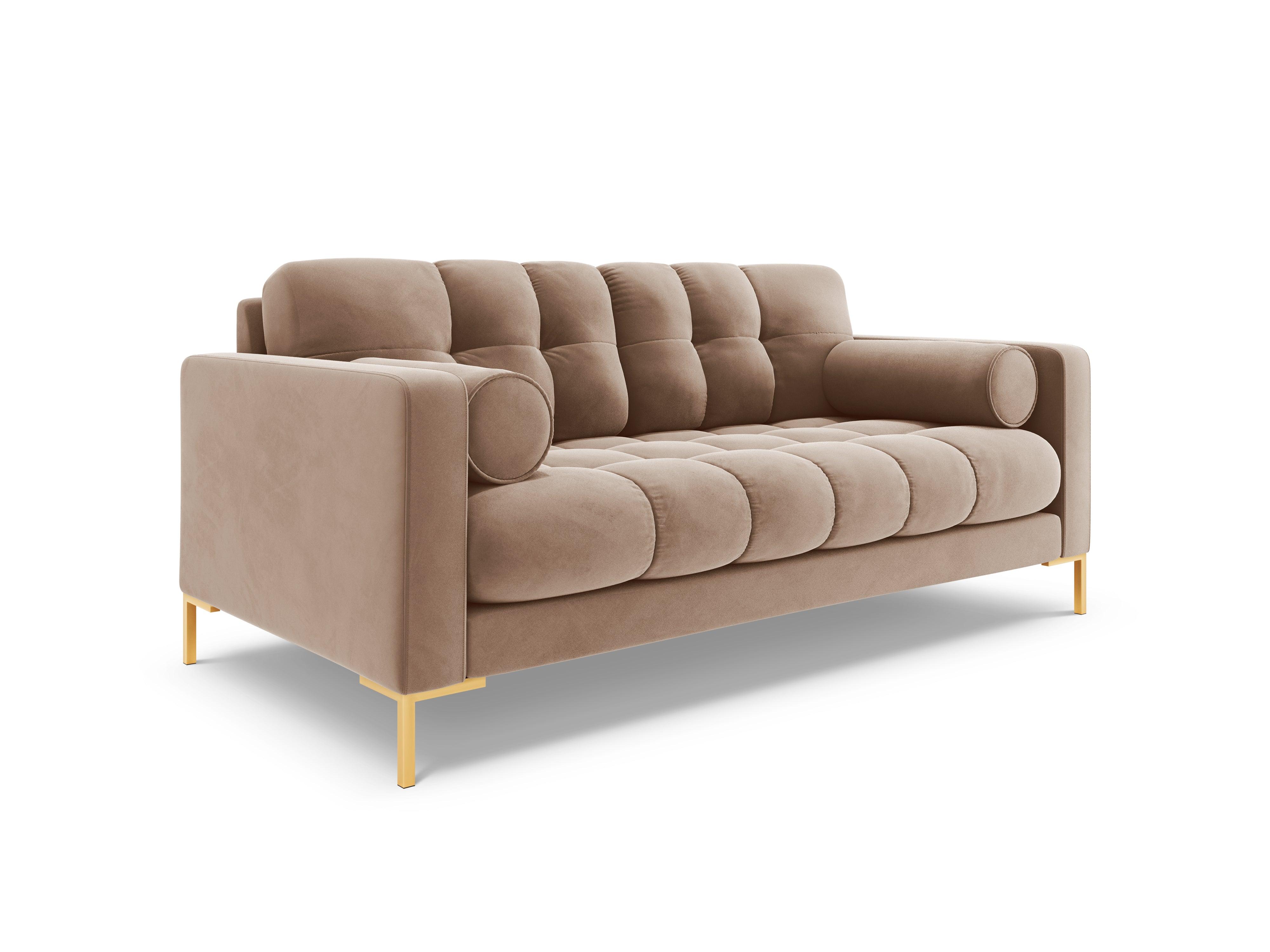Sofa aksamitna 2-osobowa BALI beżowy ze złotą podstawą Cosmopolitan Design    Eye on Design