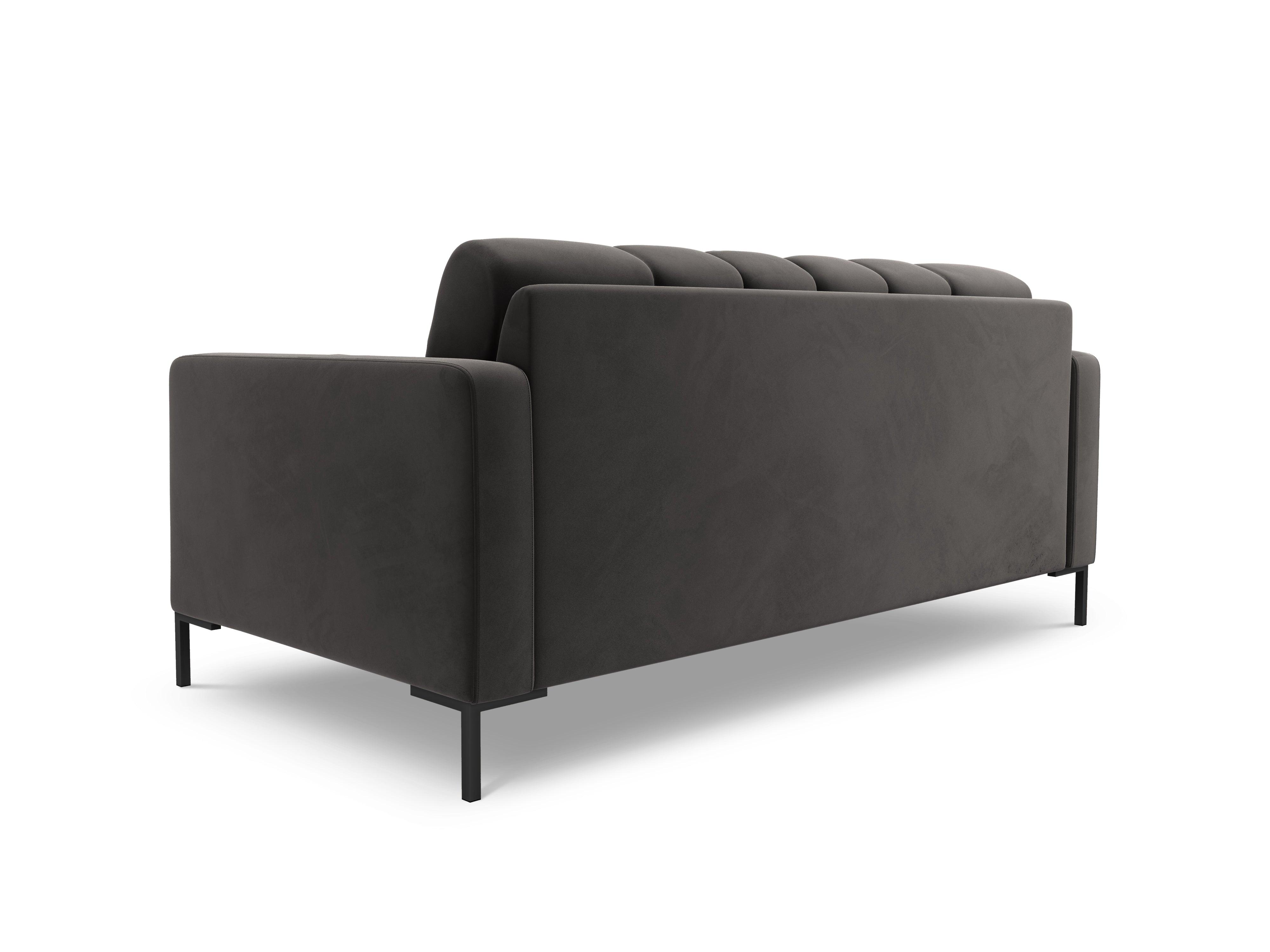 Sofa aksamitna 2-osobowa BALI ciemnoszary z czarną podstawą Cosmopolitan Design    Eye on Design