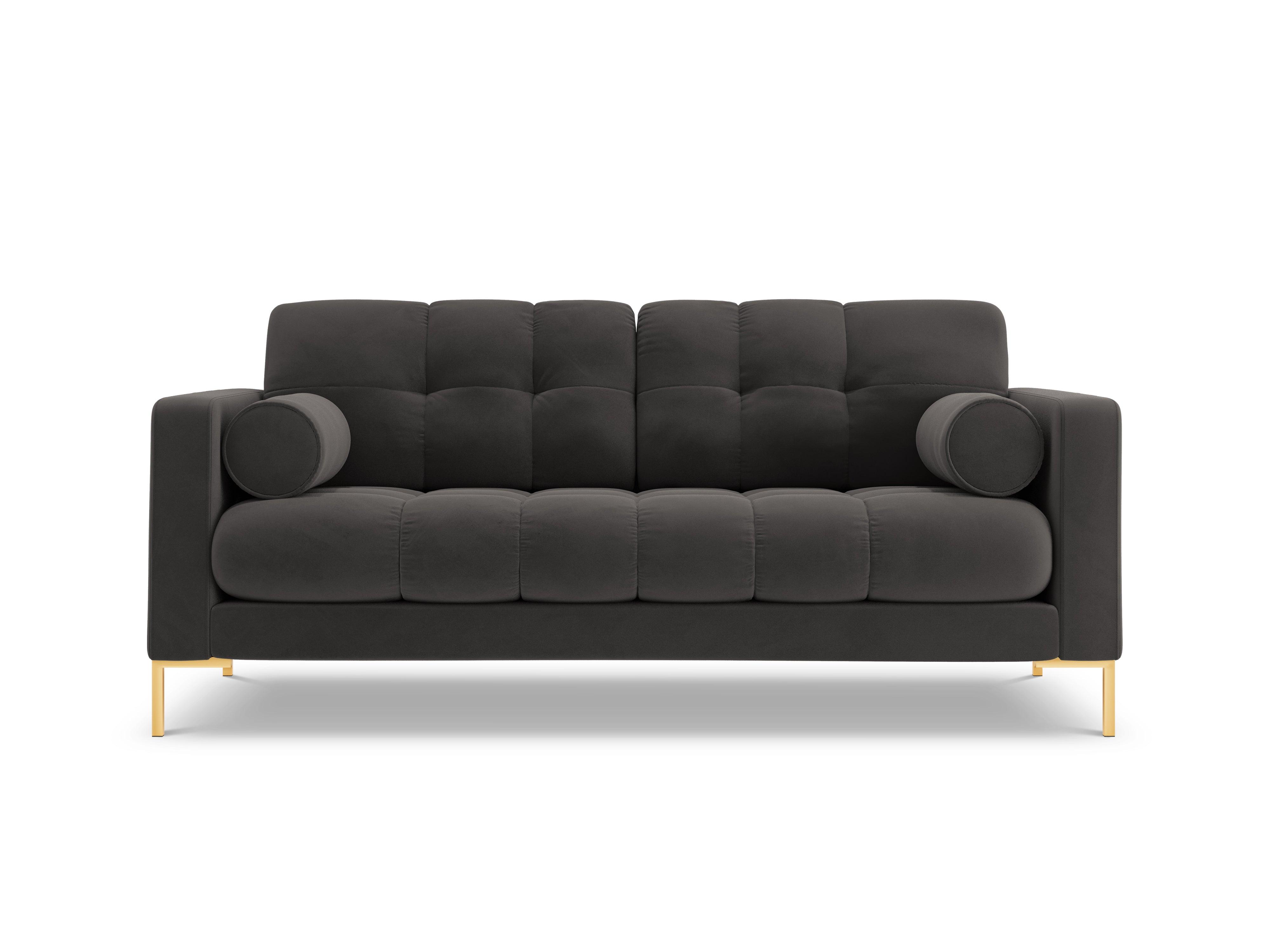 Sofa aksamitna 2-osobowa BALI ciemnoszary ze złotą podstawą Cosmopolitan Design    Eye on Design