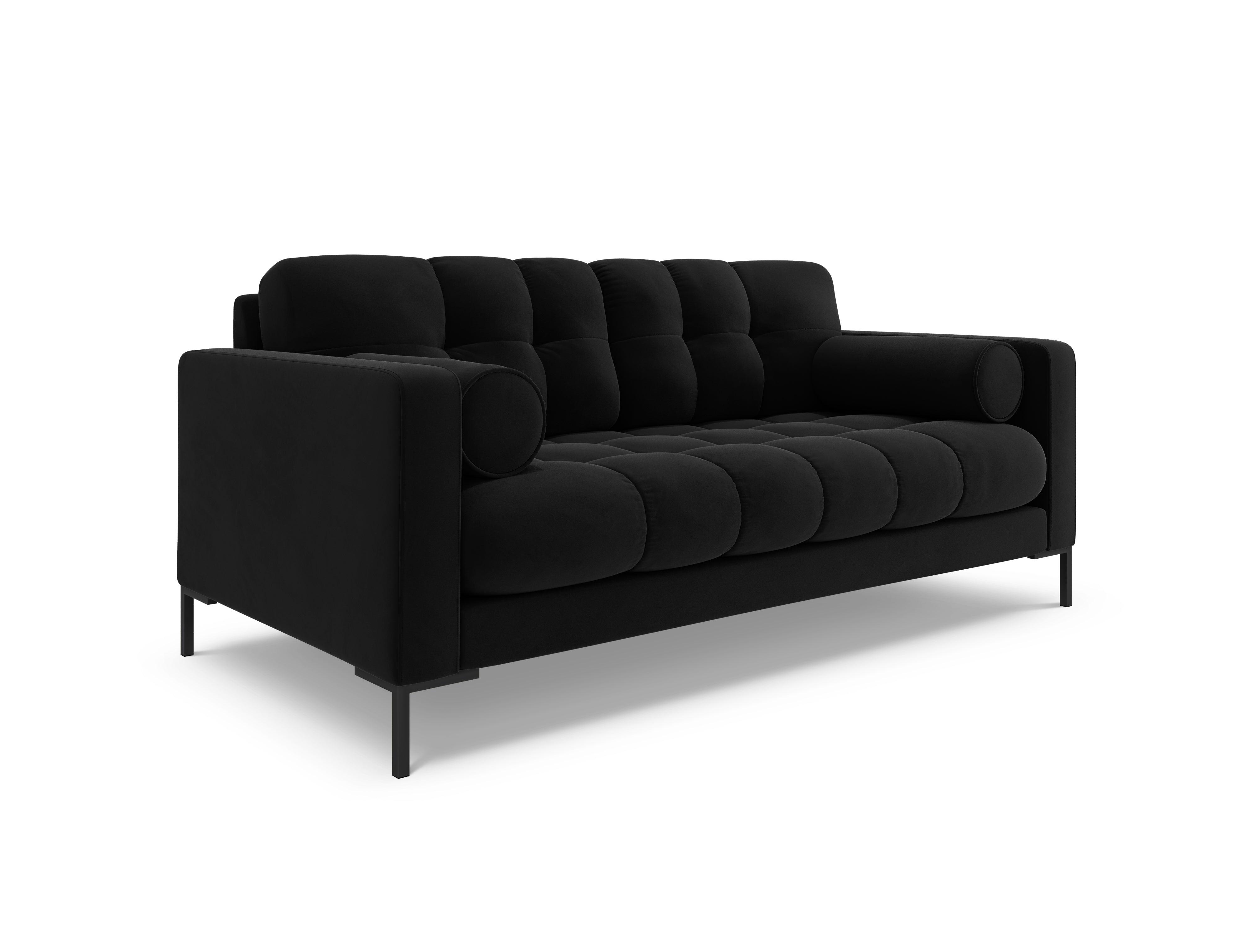 Sofa aksamitna 2-osobowa BALI czarny z czarną podstawą Cosmopolitan Design    Eye on Design