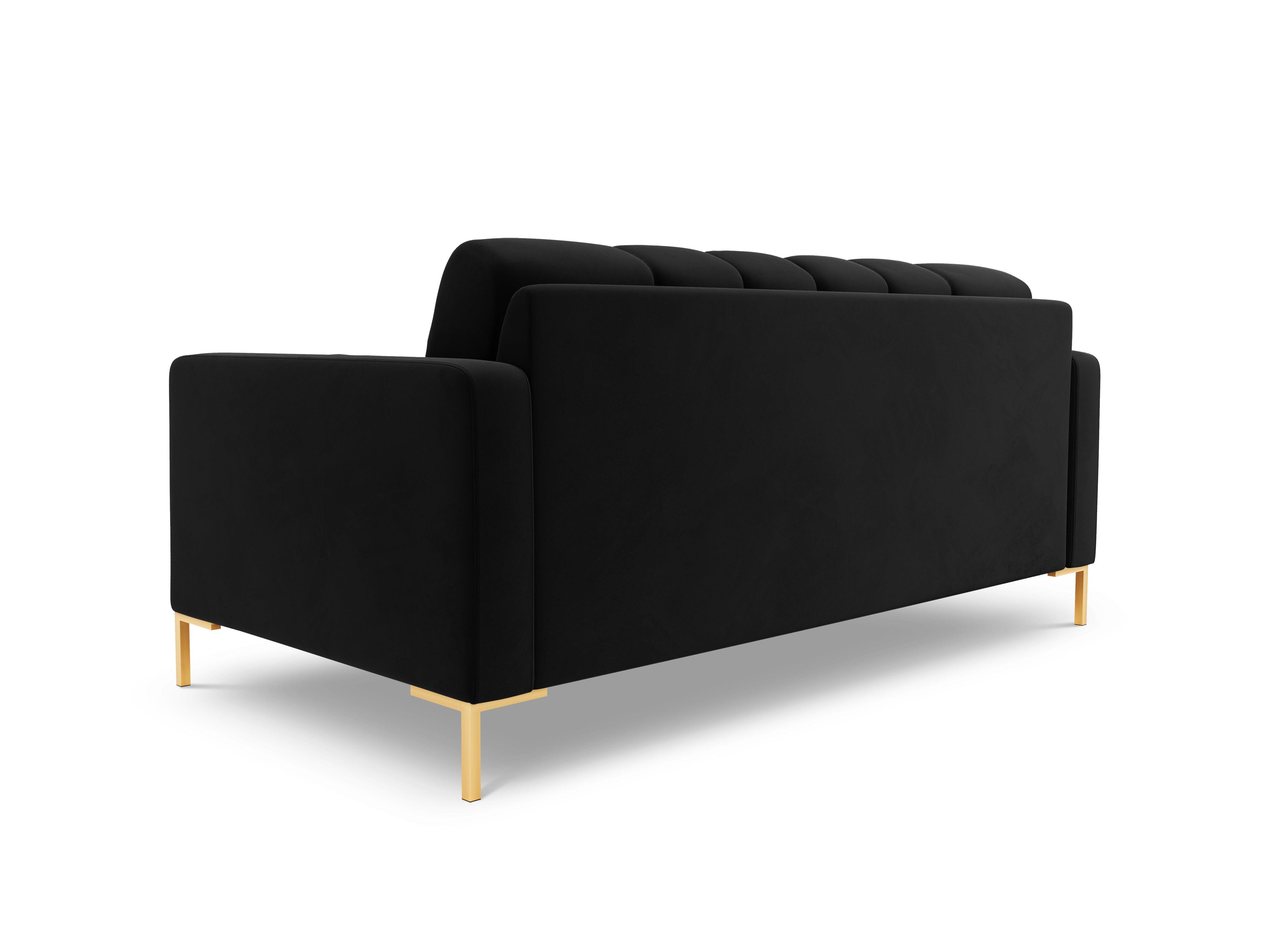 Sofa aksamitna 2-osobowa BALI czarny ze złotą podstawą Cosmopolitan Design    Eye on Design