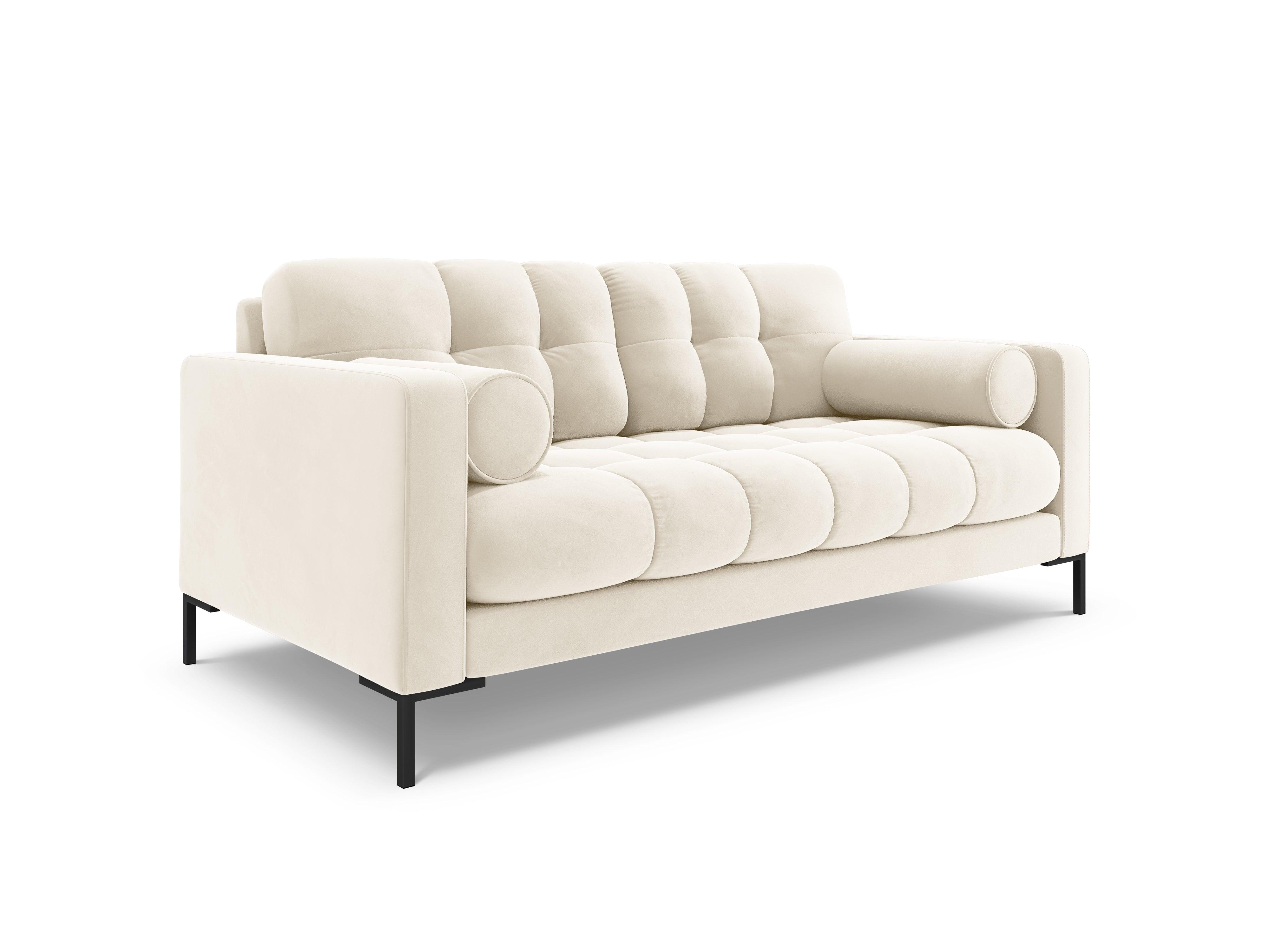 Sofa aksamitna 2-osobowa BALI jasnobeżowy z czarną podstawą Cosmopolitan Design    Eye on Design