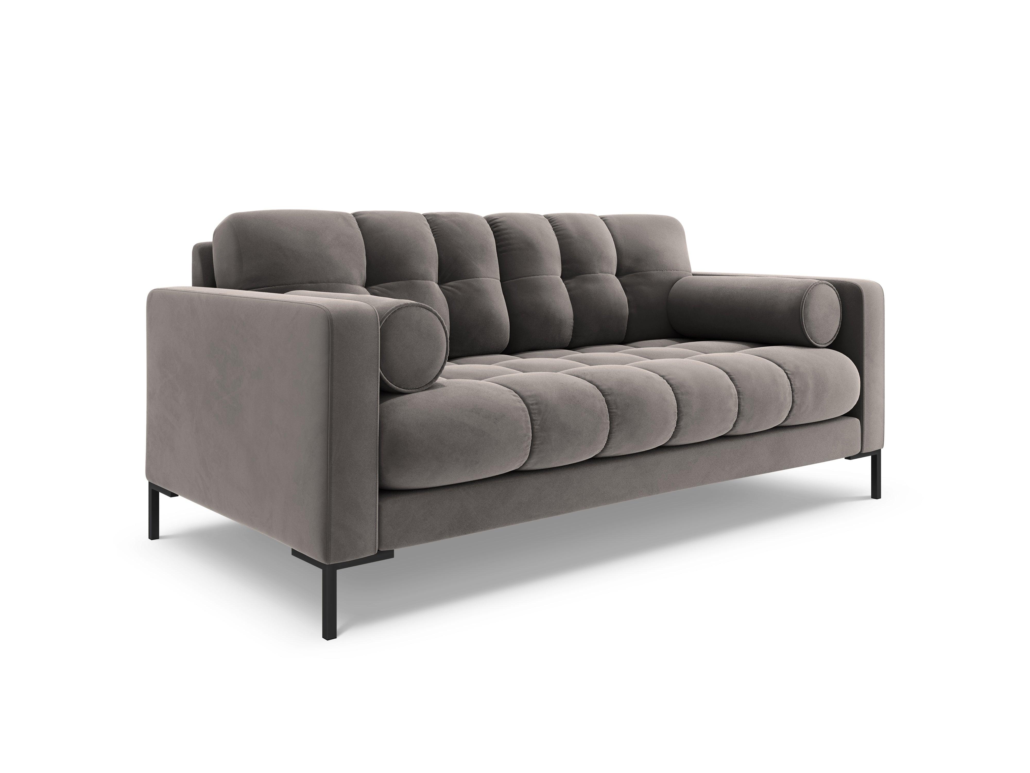 Sofa aksamitna 2-osobowa BALI jasnoszary z czarną podstawą Cosmopolitan Design    Eye on Design