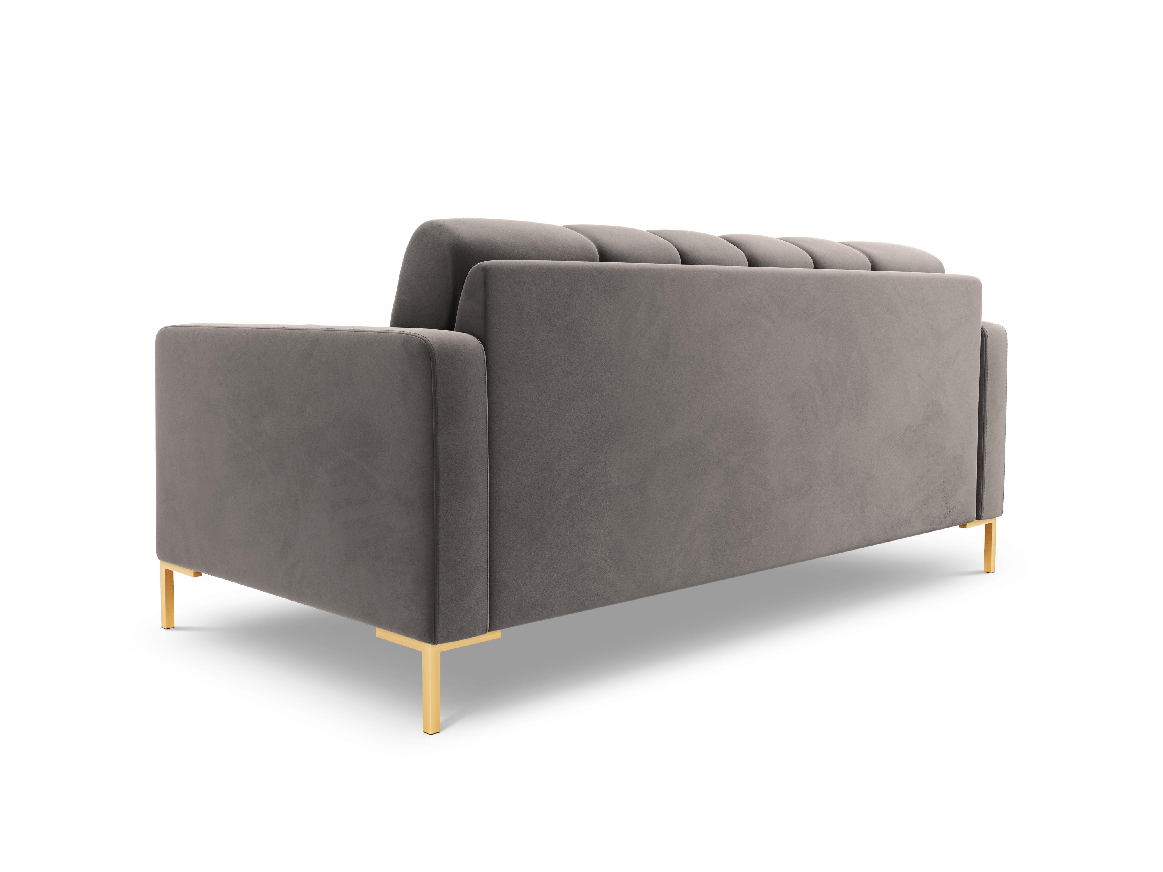 Sofa aksamitna 2-osobowa BALI jasnoszary ze złotą podstawą Cosmopolitan Design    Eye on Design