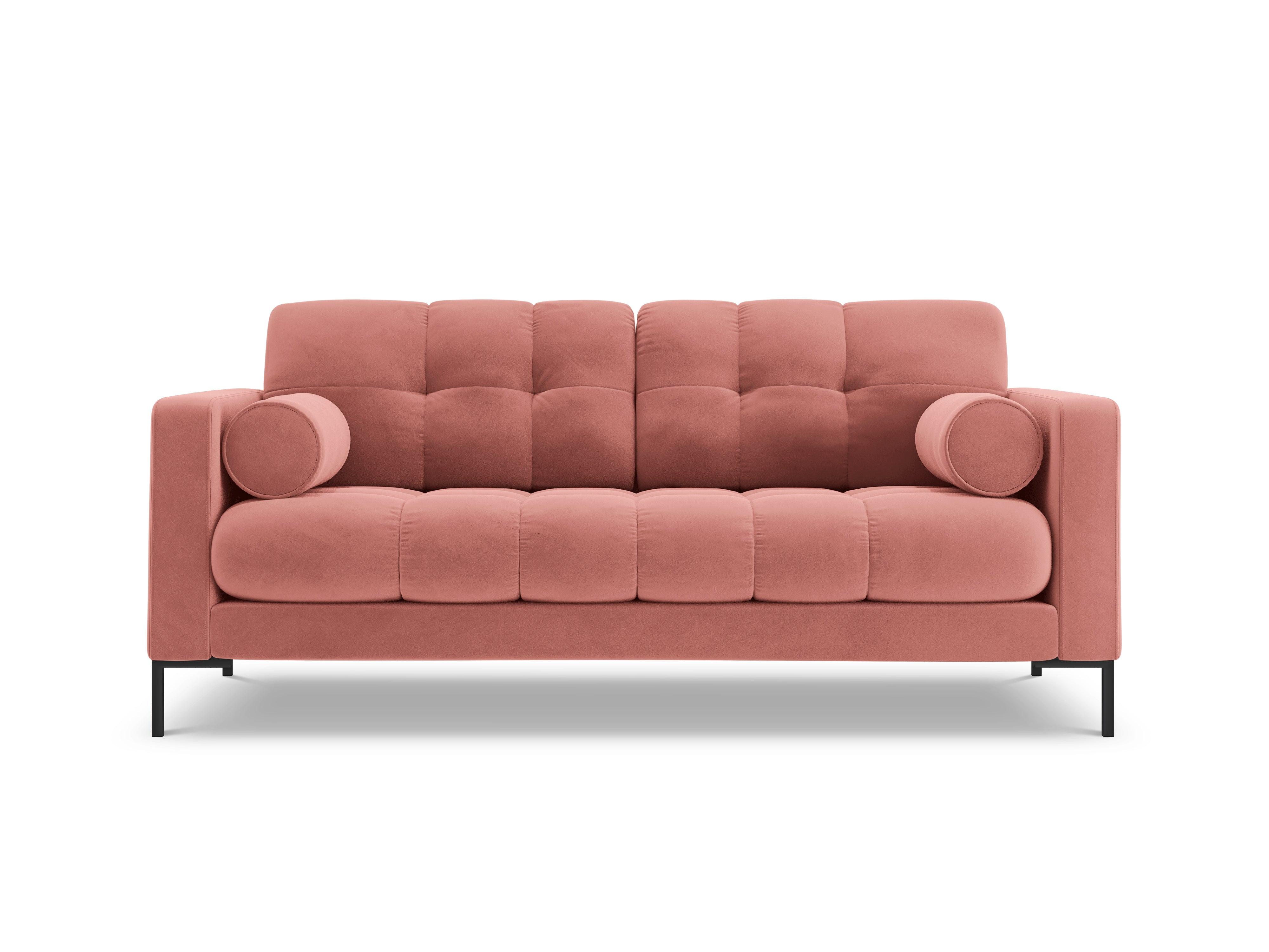 Sofa aksamitna 2-osobowa BALI różowy z czarną podstawą Cosmopolitan Design    Eye on Design