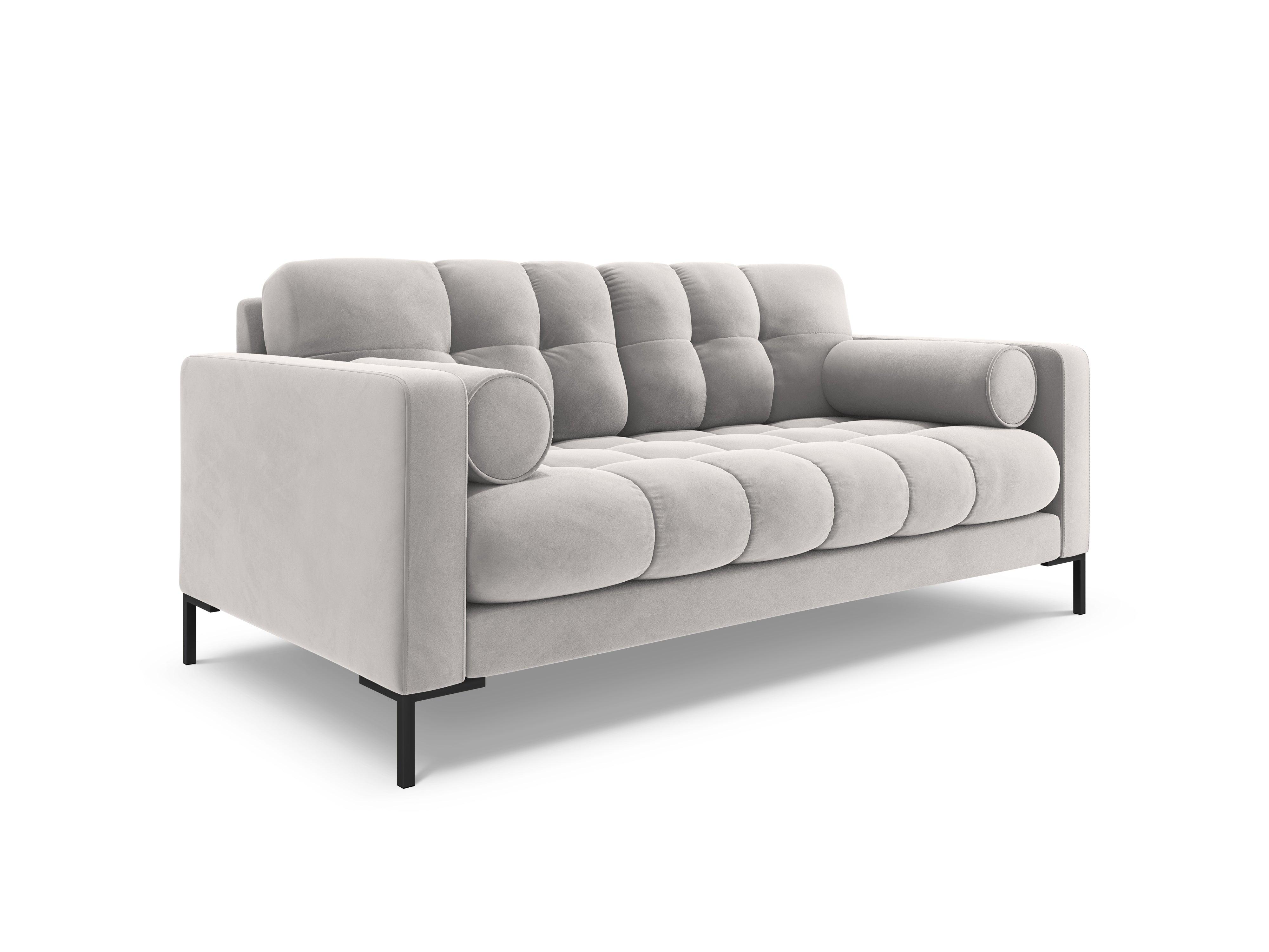 Sofa aksamitna 2-osobowa BALI srebrny z czarną podstawą Cosmopolitan Design    Eye on Design