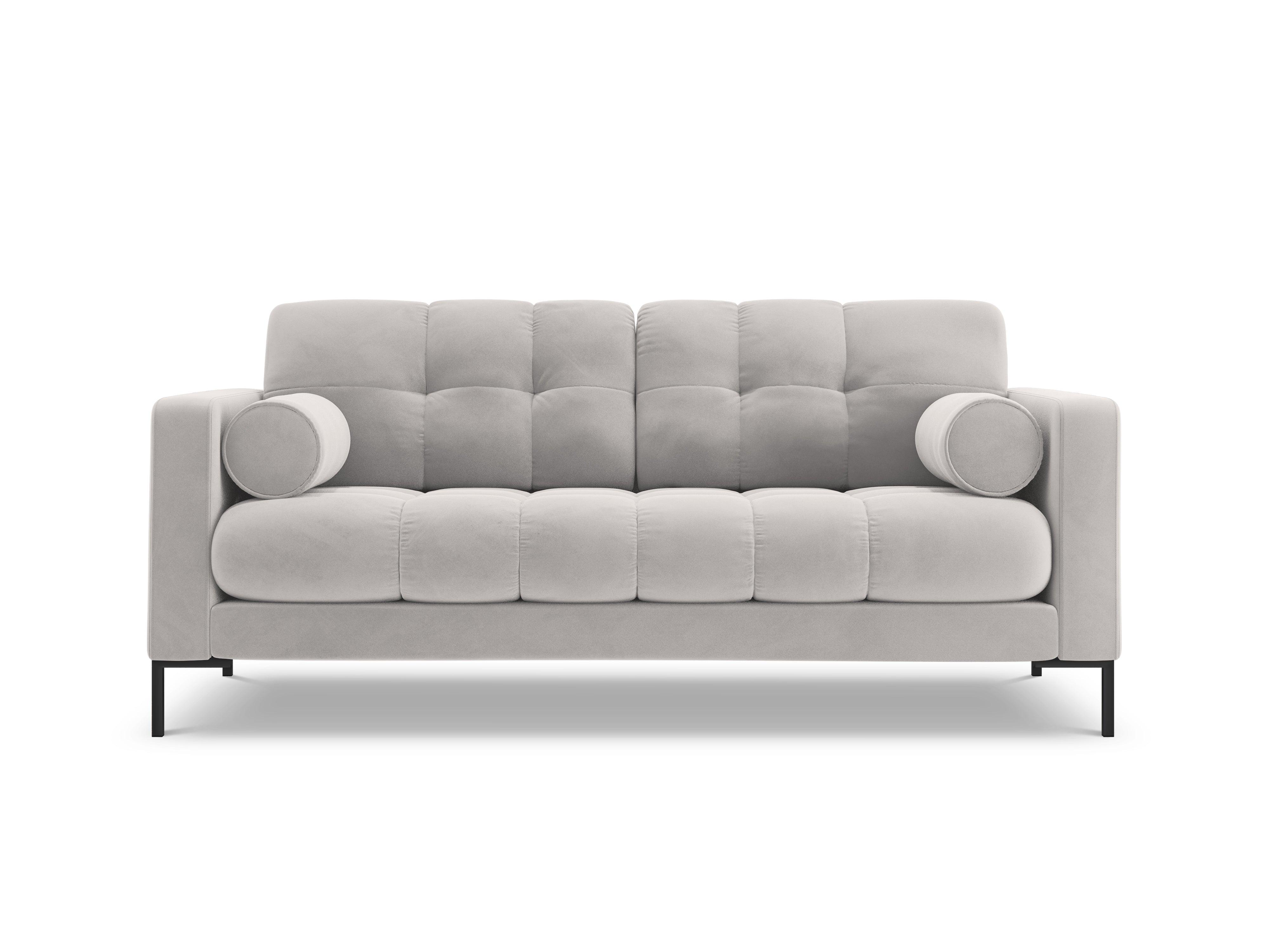 Sofa aksamitna 2-osobowa BALI srebrny z czarną podstawą Cosmopolitan Design    Eye on Design