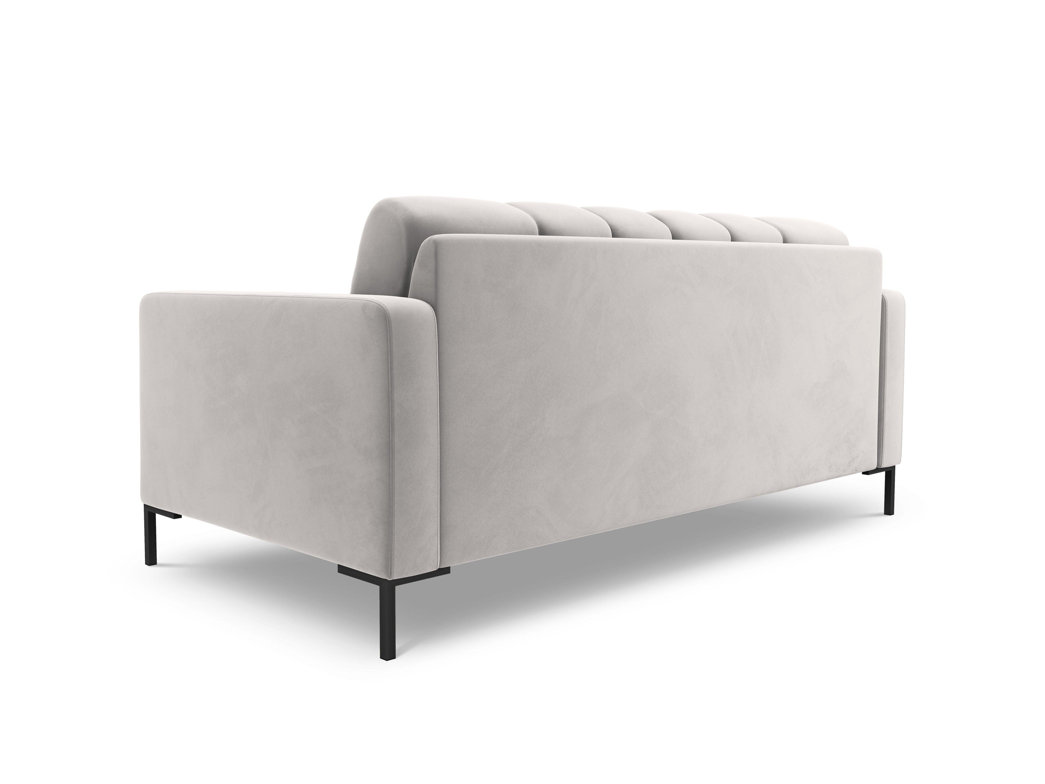 Sofa aksamitna 2-osobowa BALI srebrny z czarną podstawą Cosmopolitan Design    Eye on Design