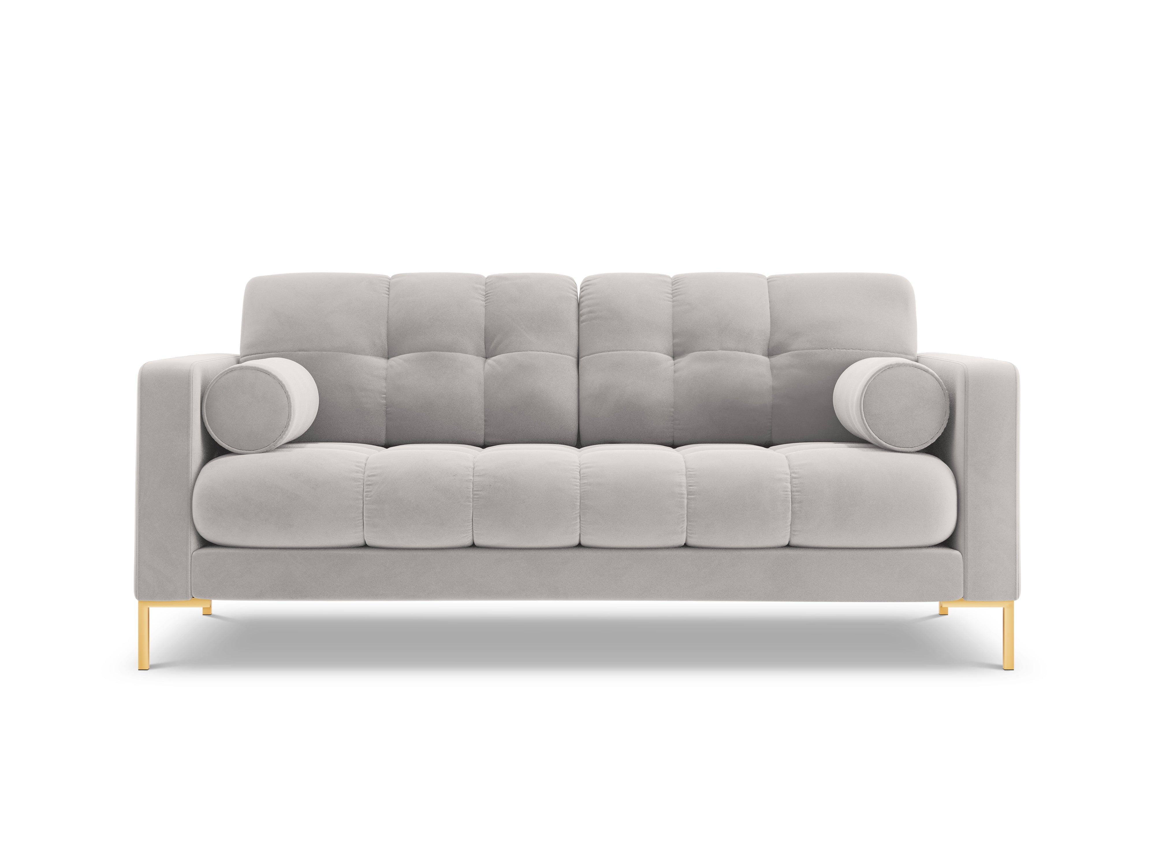 Sofa aksamitna 2-osobowa BALI srebrny ze złotą podstawą Cosmopolitan Design    Eye on Design