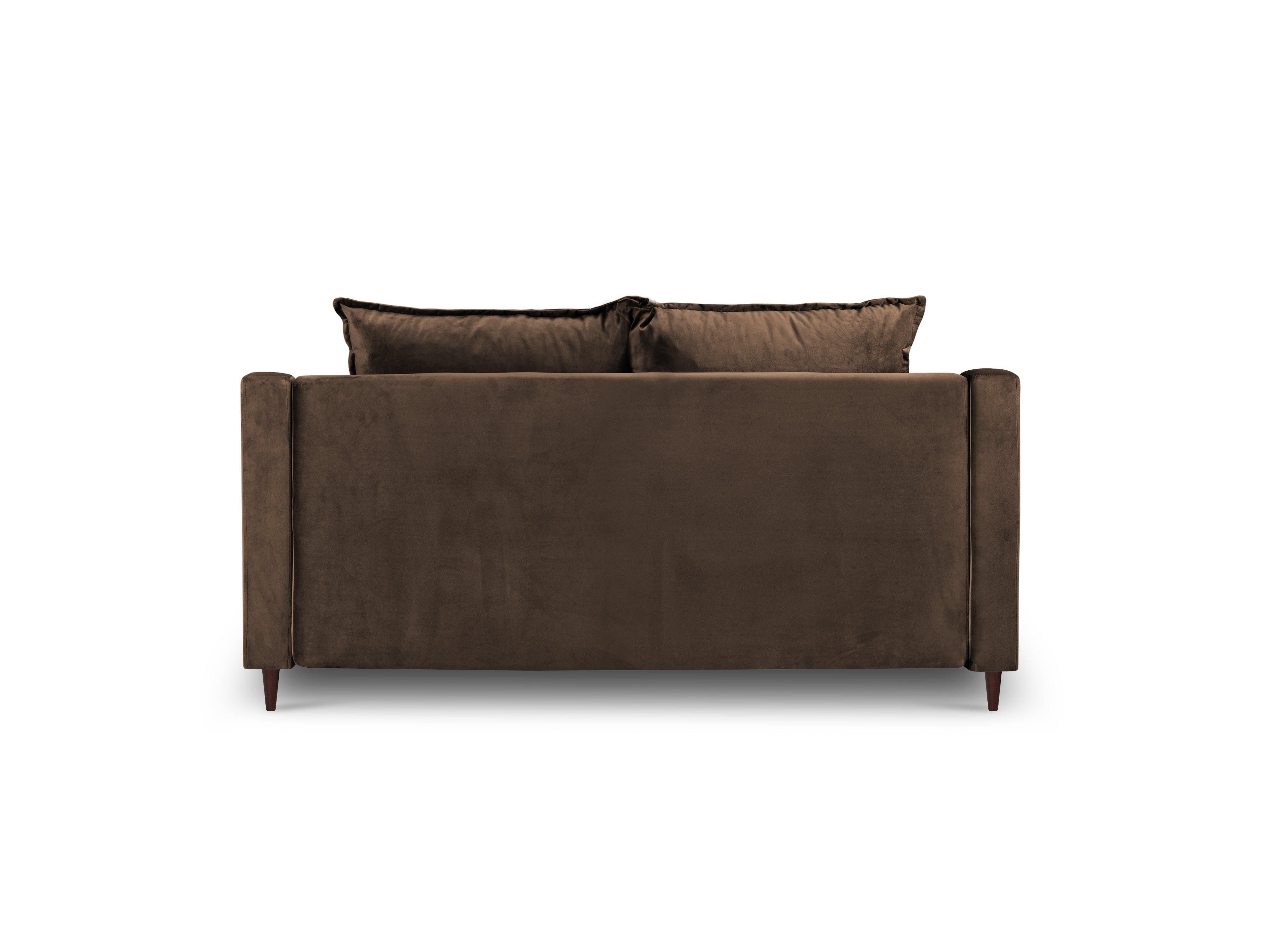 Sofa aksamitna 2-osobowa FREESIA brązowy z ciemnobrązową podstawą Mazzini Sofas    Eye on Design