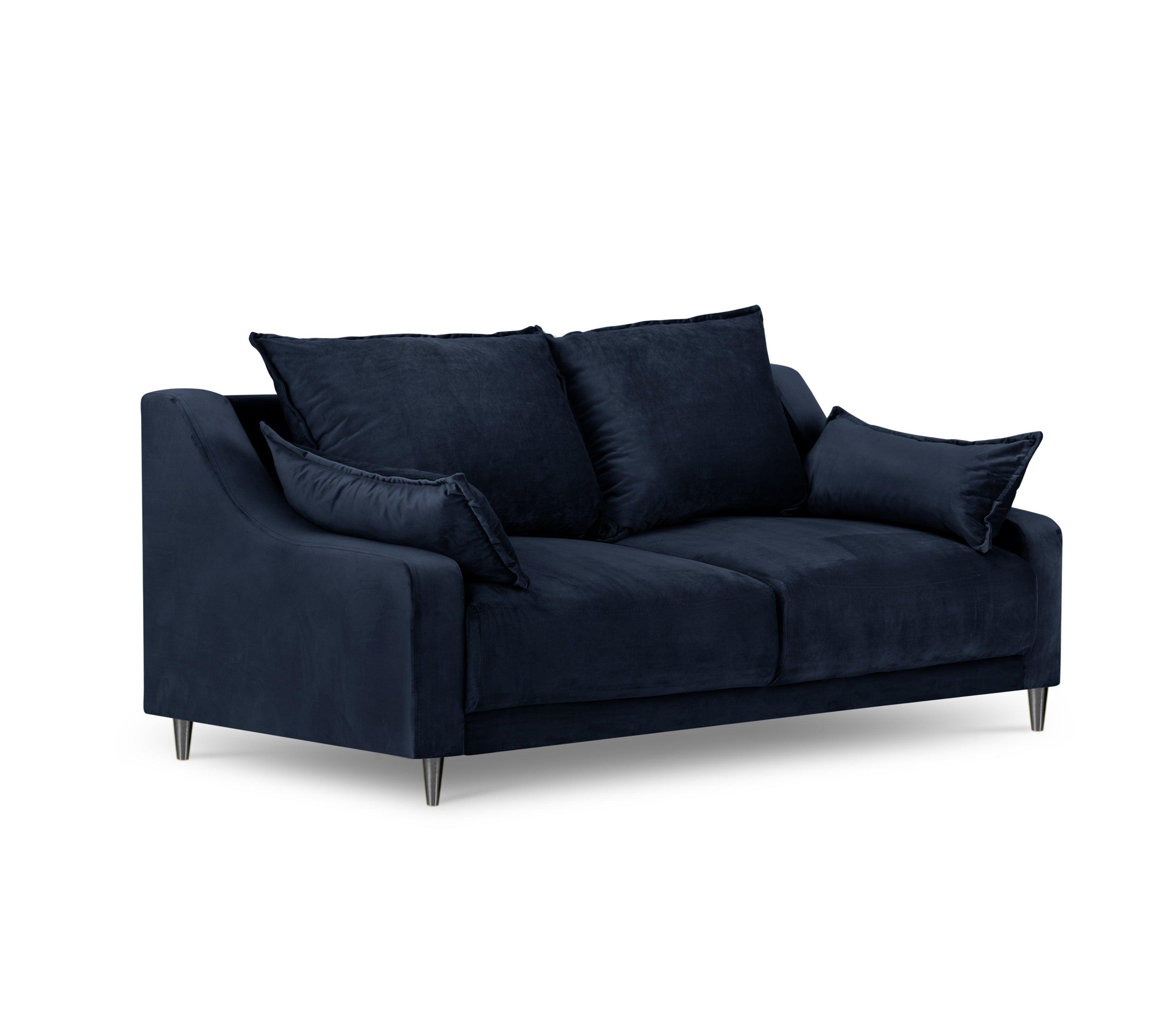 Sofa aksamitna 2-osobowa FREESIA ciemnoniebieski z czarną podstawą Mazzini Sofas    Eye on Design