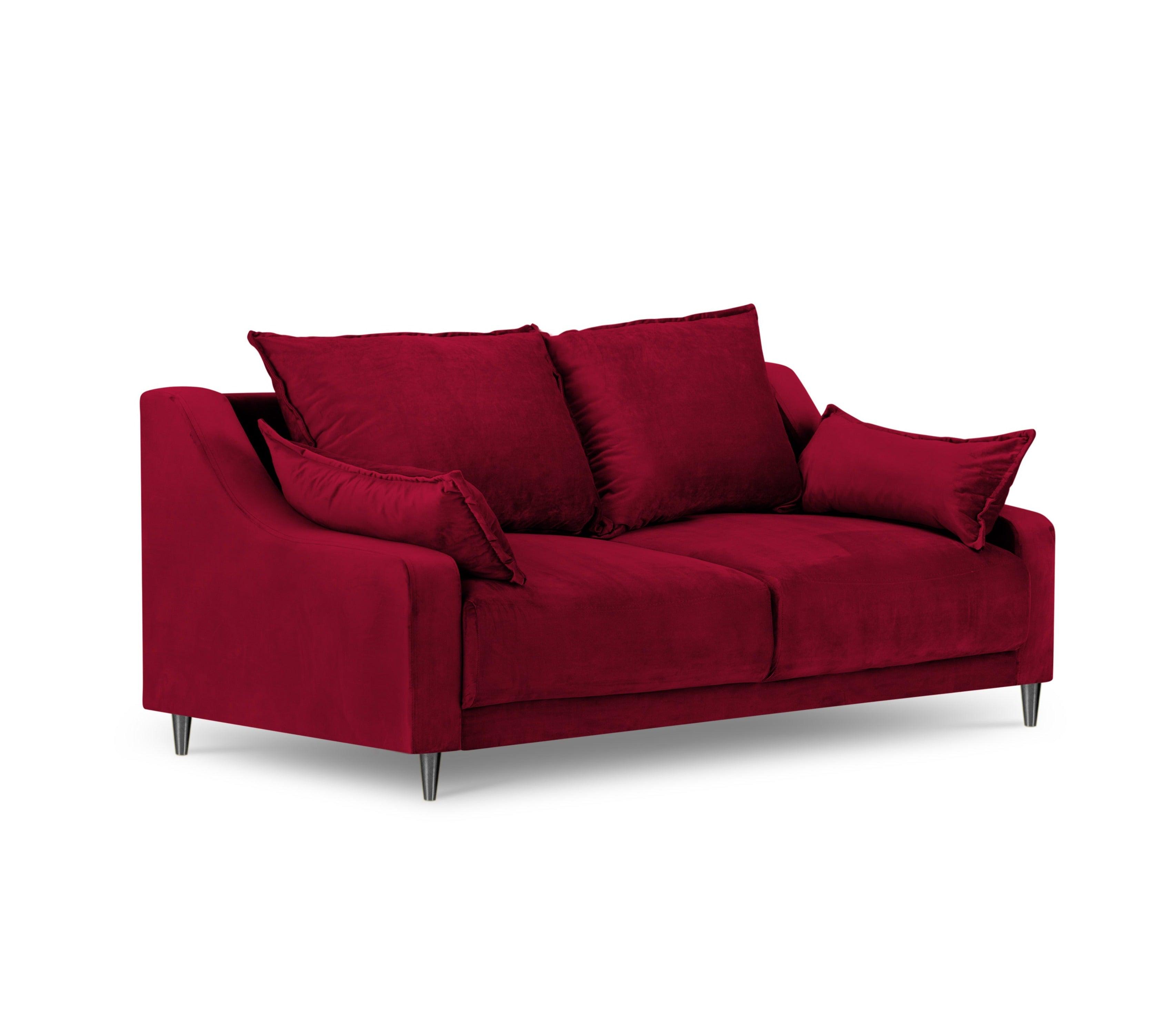 Sofa aksamitna 2-osobowa FREESIA czerwony z czarną podstawą Mazzini Sofas    Eye on Design
