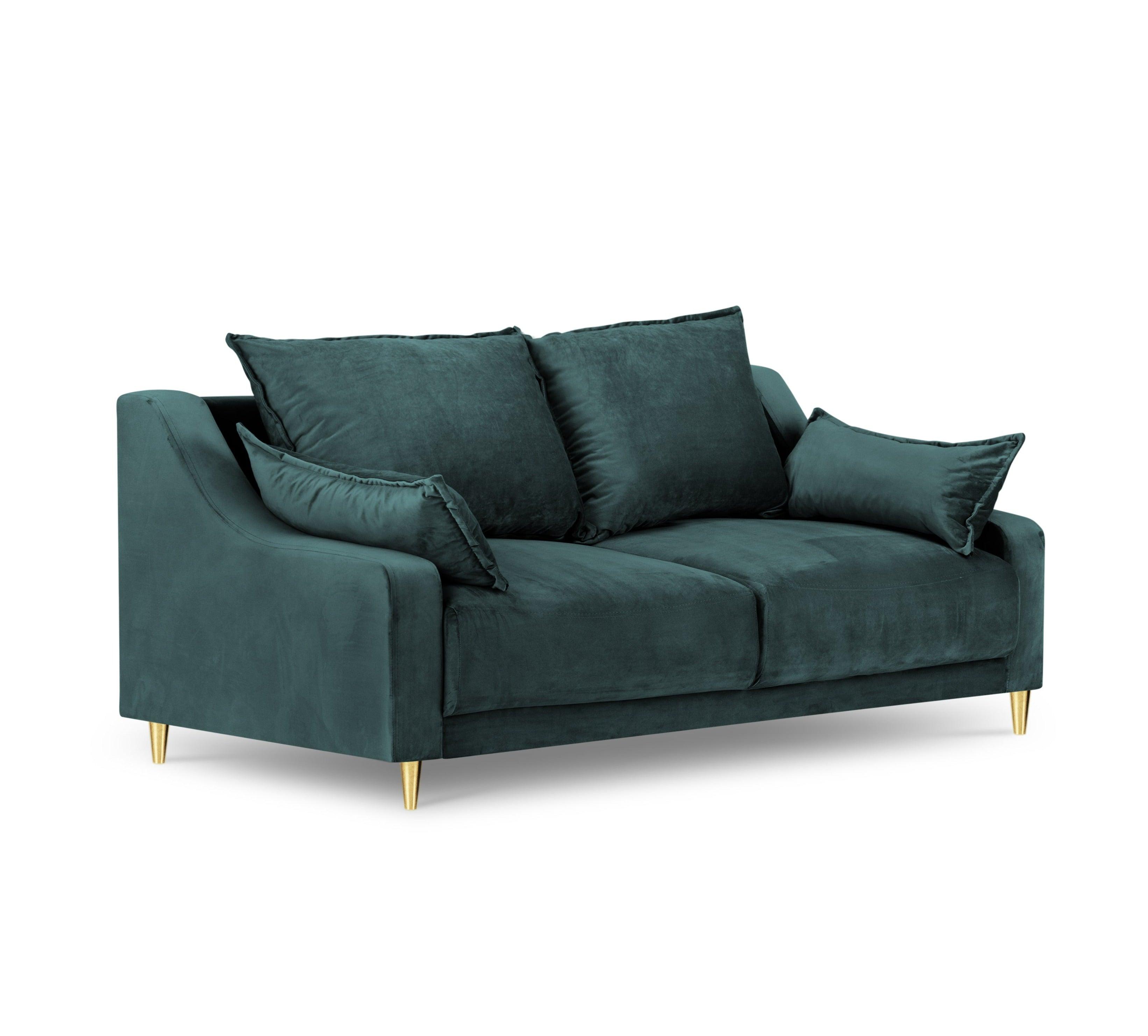 Sofa aksamitna 2-osobowa FREESIA petrol ze złotą podstawą Mazzini Sofas    Eye on Design
