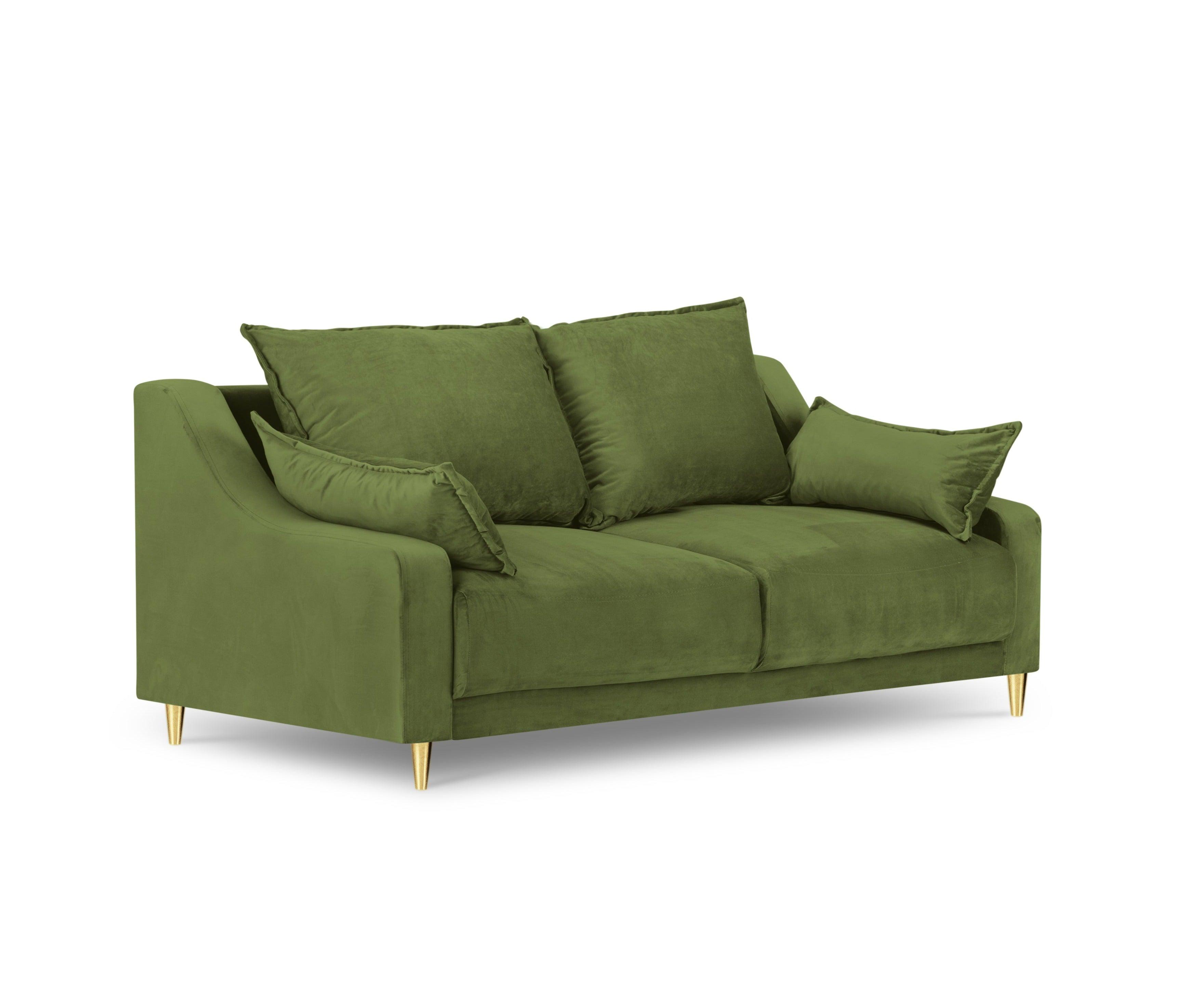 Sofa aksamitna 2-osobowa FREESIA zielony ze złotą podstawą Mazzini Sofas    Eye on Design