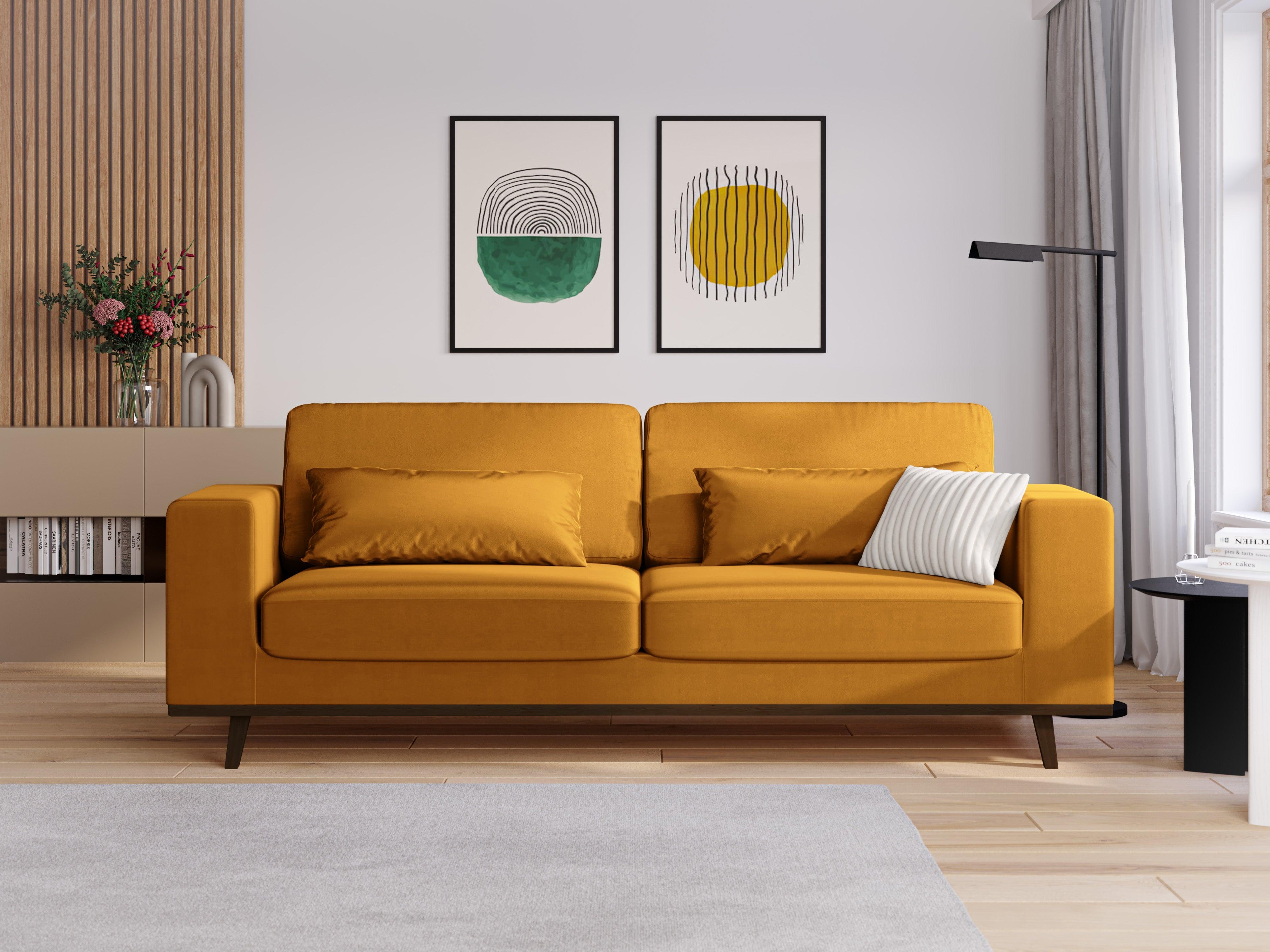 Sofa aksamitna 2-osobowa HEBE żółty Mazzini Sofas    Eye on Design