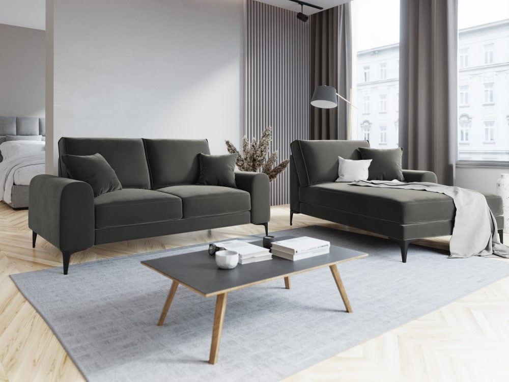 Sofa aksamitna 2-osobowa MADARA ciemnoszary z czarną podstawą Mazzini Sofas    Eye on Design