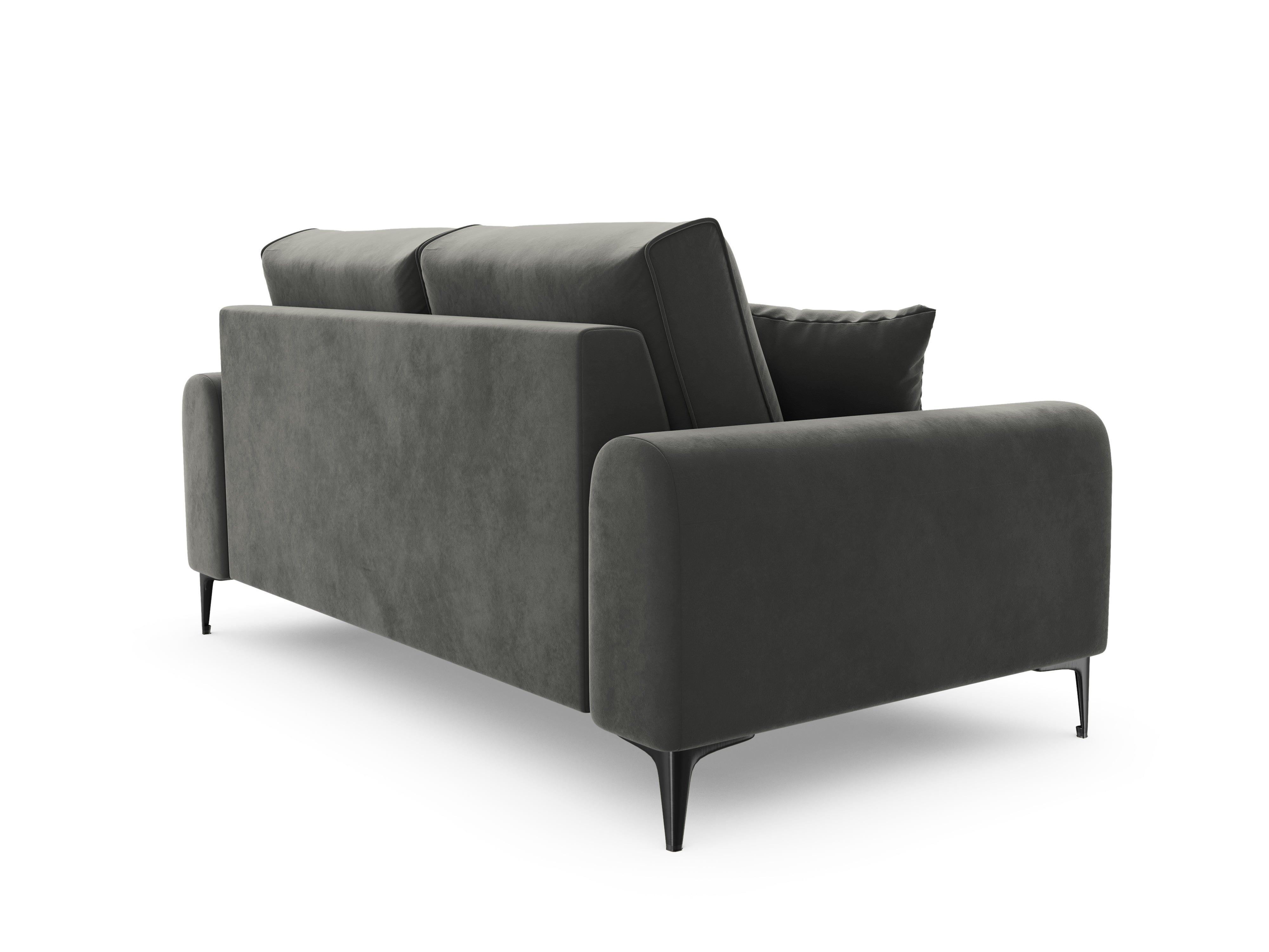 Sofa aksamitna 2-osobowa MADARA ciemnoszary z czarną podstawą Mazzini Sofas    Eye on Design