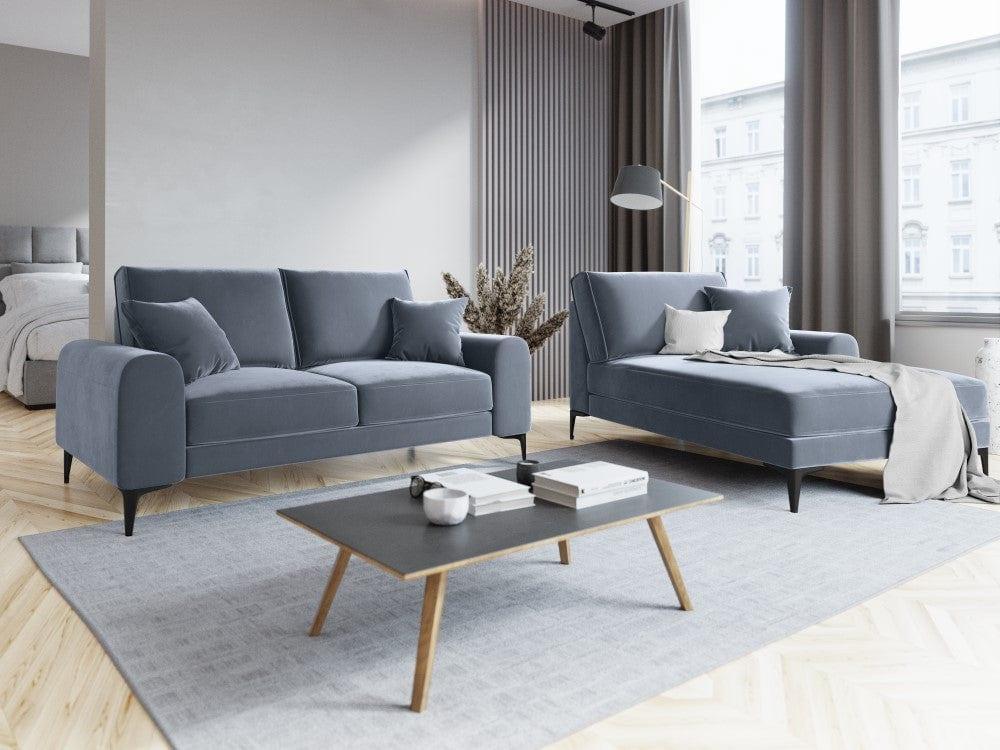 Sofa aksamitna 2-osobowa MADARA jasnoniebieski z czarną podstawą Mazzini Sofas    Eye on Design