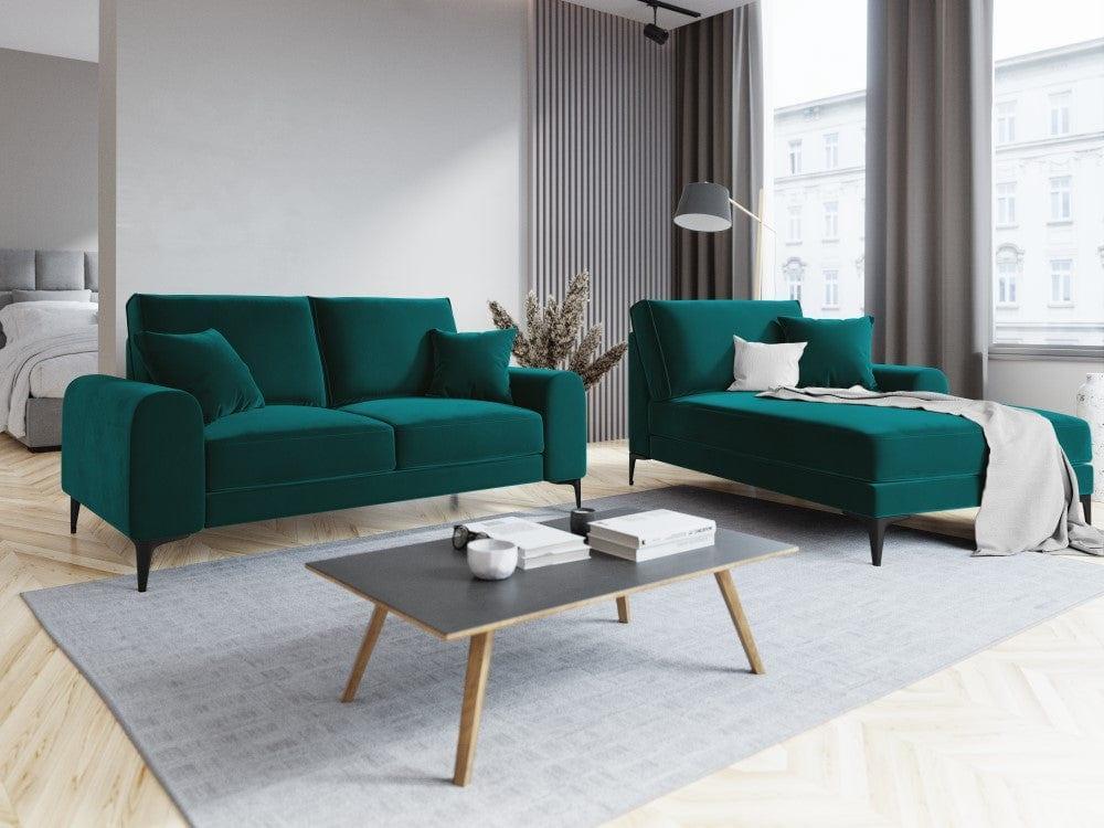 Sofa aksamitna 2-osobowa MADARA turkusowy z czarną podstawą Mazzini Sofas    Eye on Design